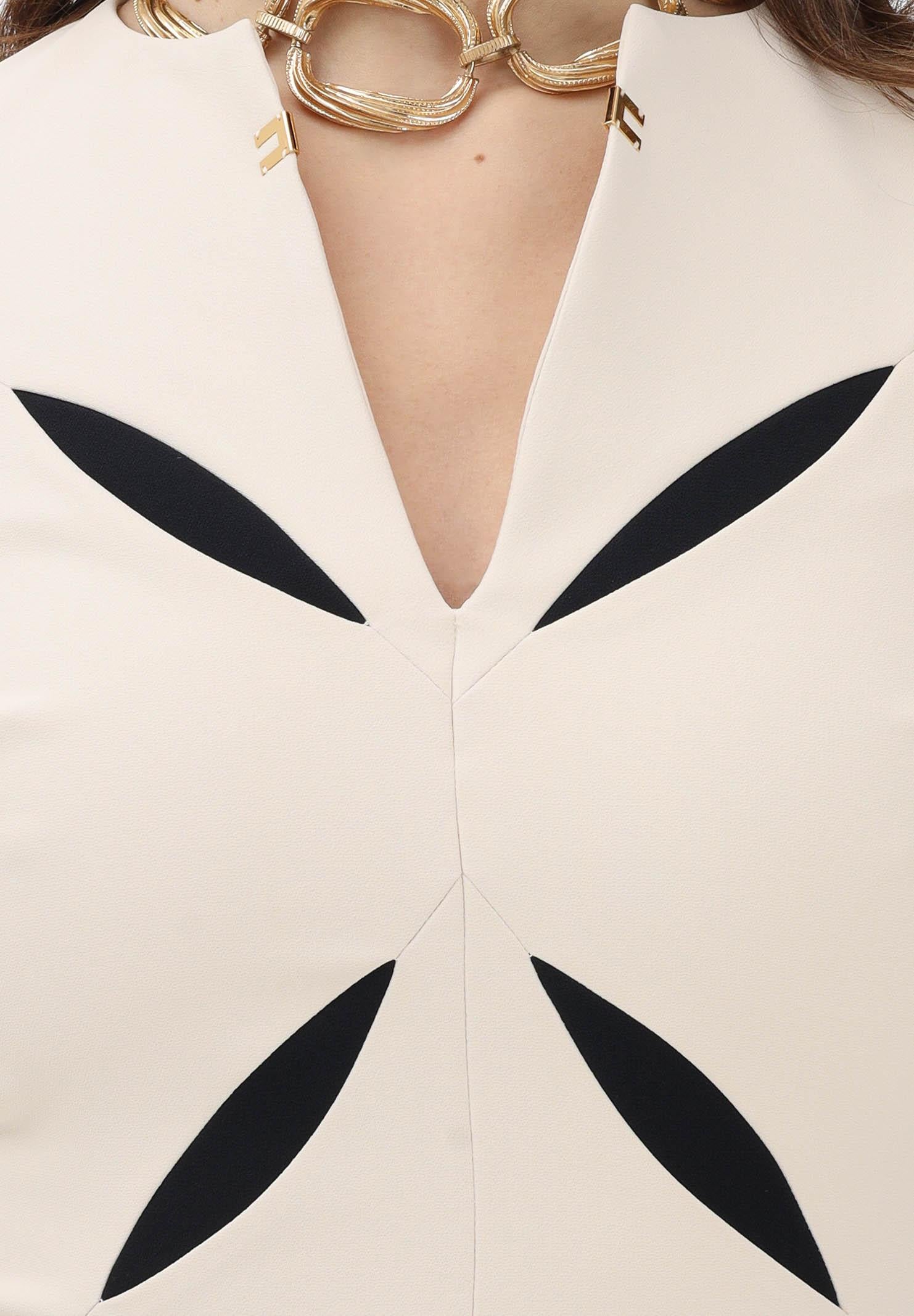 ELISABETTA FRANCHI Top burro da donna con cut-out bicolore<BR/> TO04761E2 E84 ELISABETTA FRANCHI
