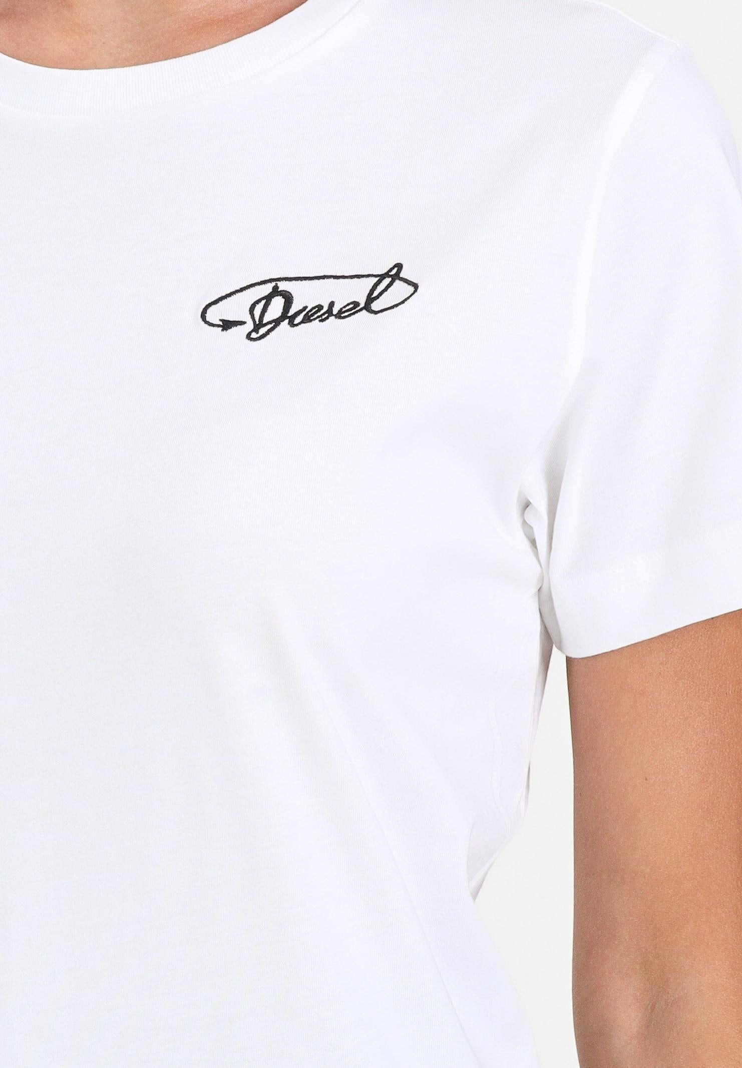 DIESEL T-shirt a manica corta bianca per donna, ragazzi e bambini con logo Diesel J025260CATM K100 DIESEL