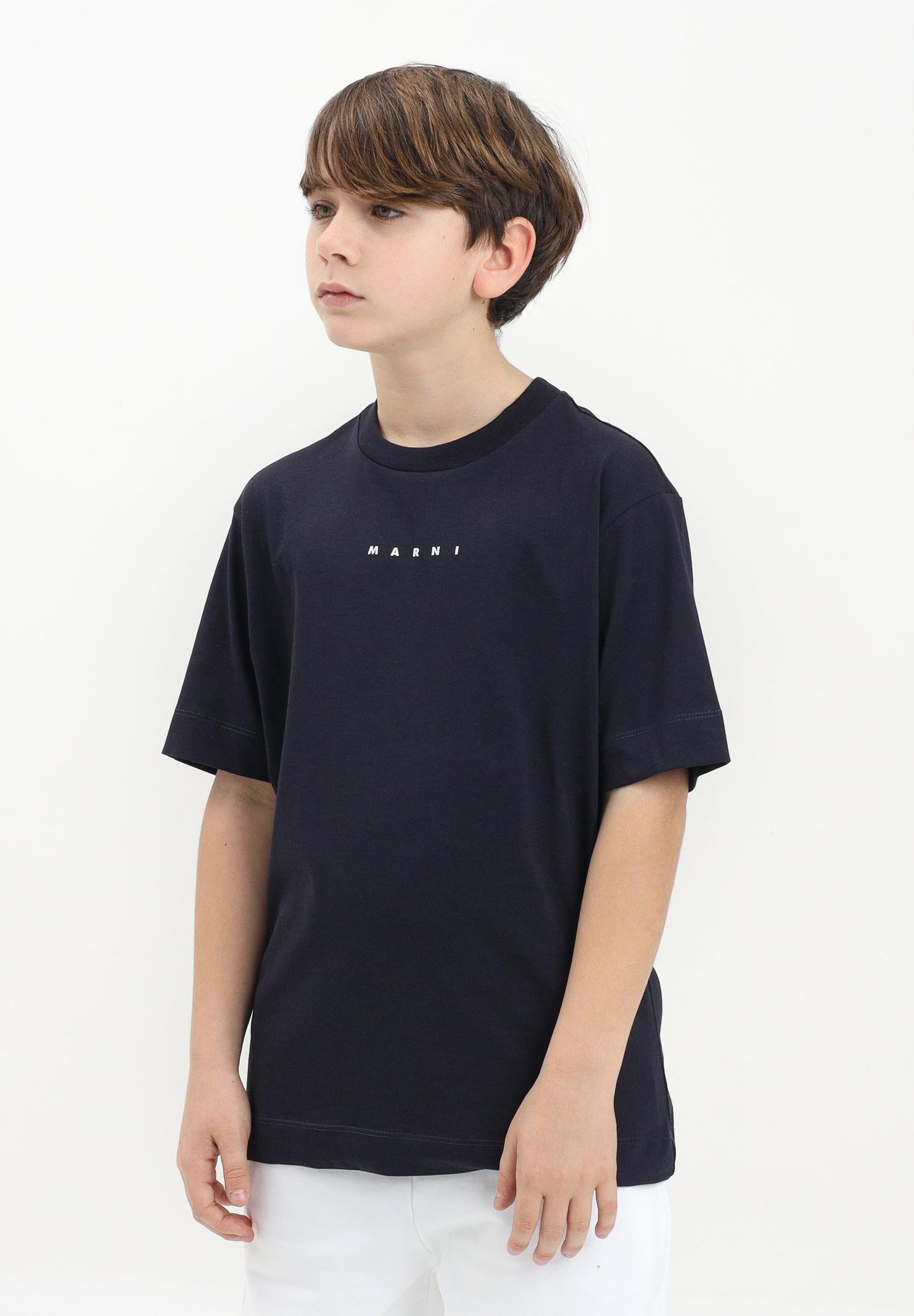 MARNI T-shirt a manica corta blu per donna, ragazzi e bambini con stampa logo M01413M00RF 0M803 MARNI