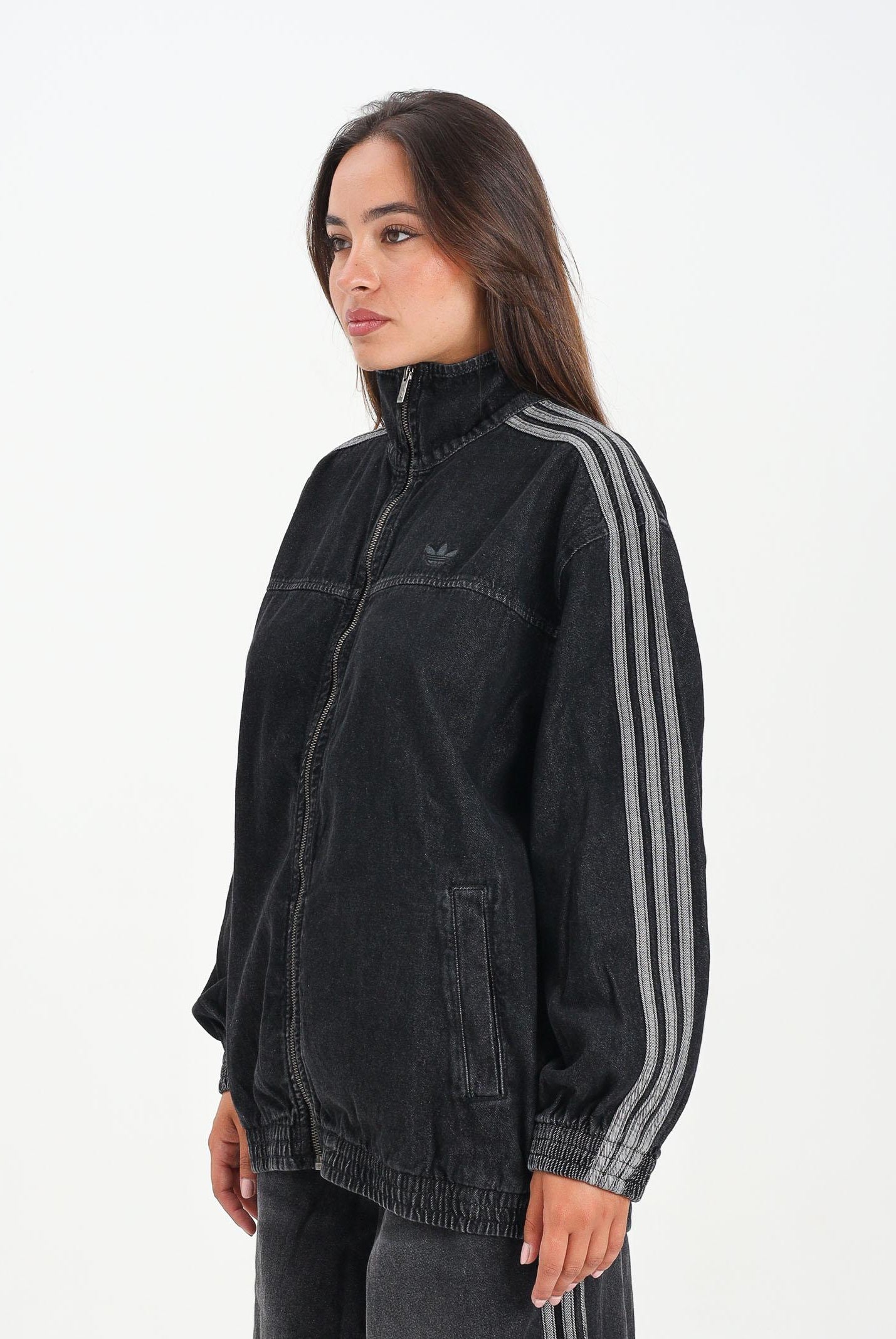 ADIDAS ORIGINALS Giubbotto di jeans Adicolor Denim Adilenium in denim nero da donna JY2897 ADIDAS ORIGINALS