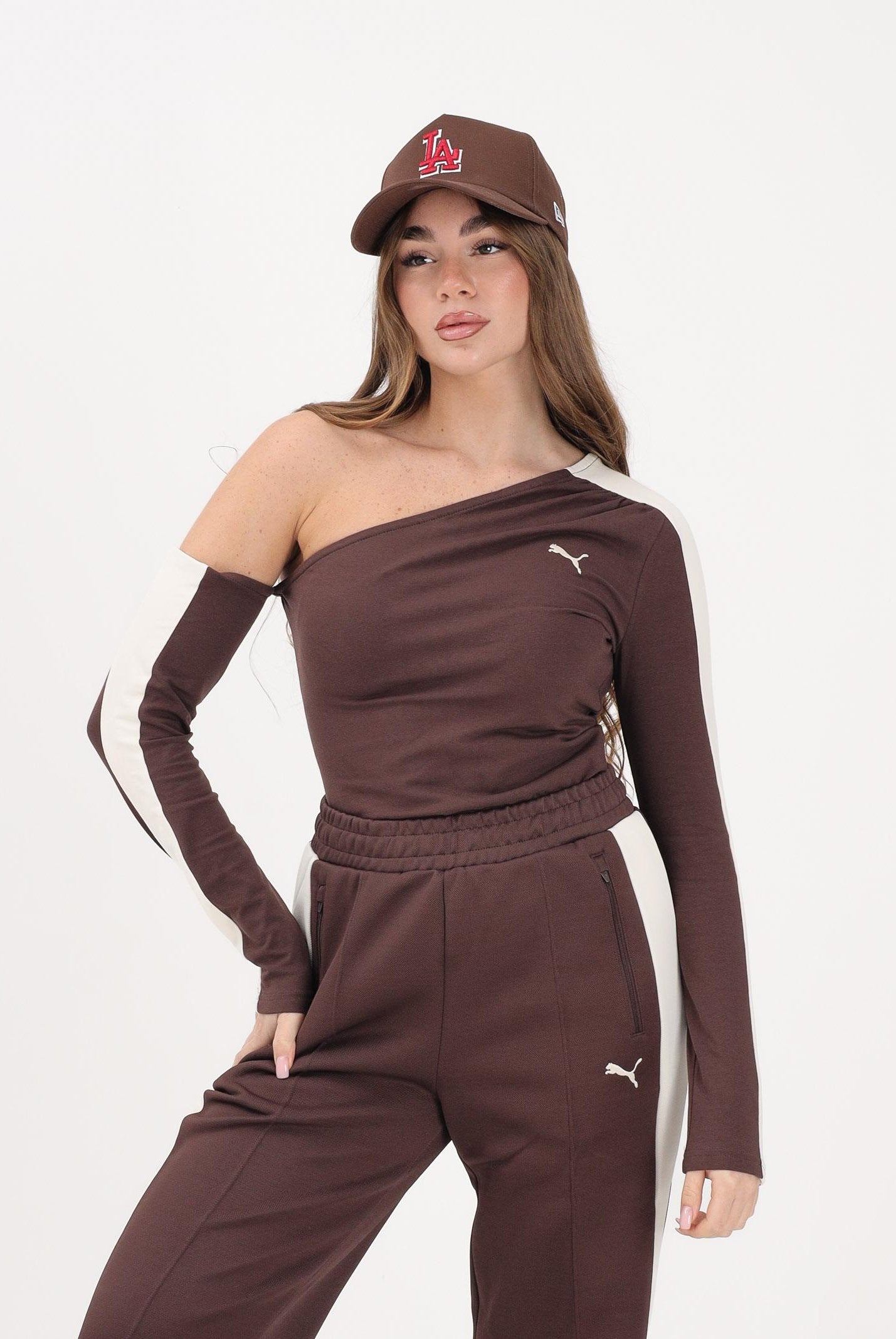 PUMA Top asimmetrico T7 marrone da donna 634623 13 PUMA