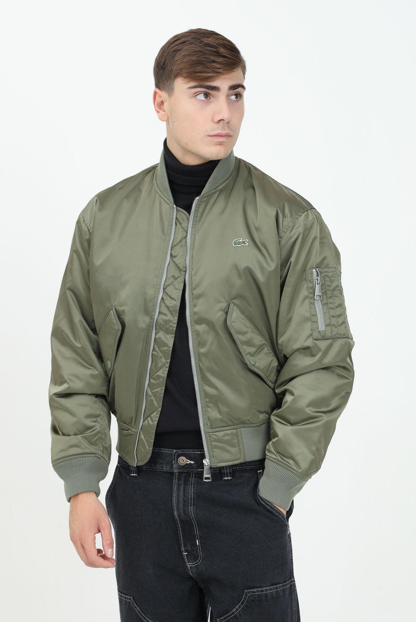 LACOSTE Bomber verde da uomo con logo BH2899 BMY LACOSTE