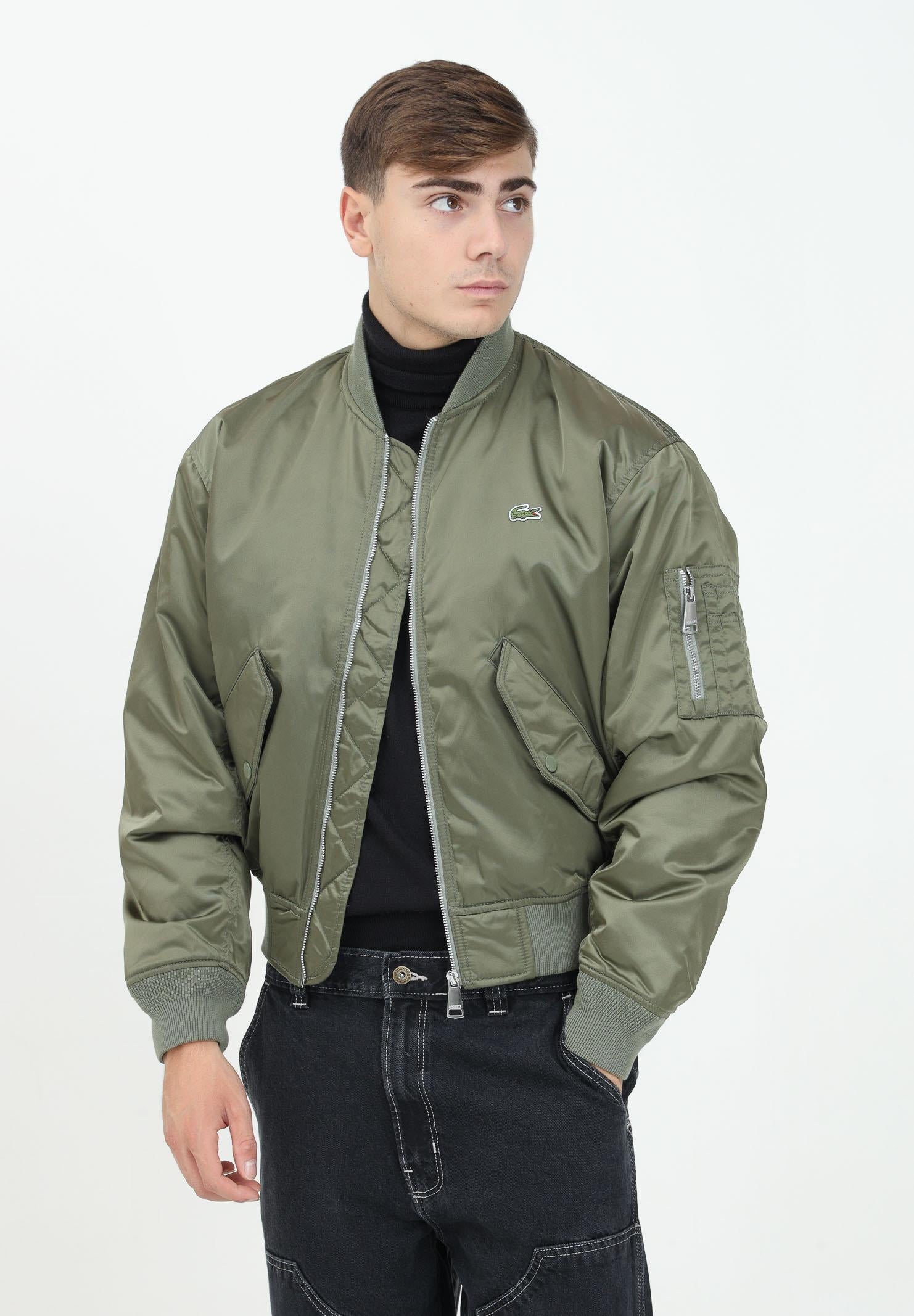 LACOSTE Bomber verde da uomo con logo BH2899 BMY LACOSTE