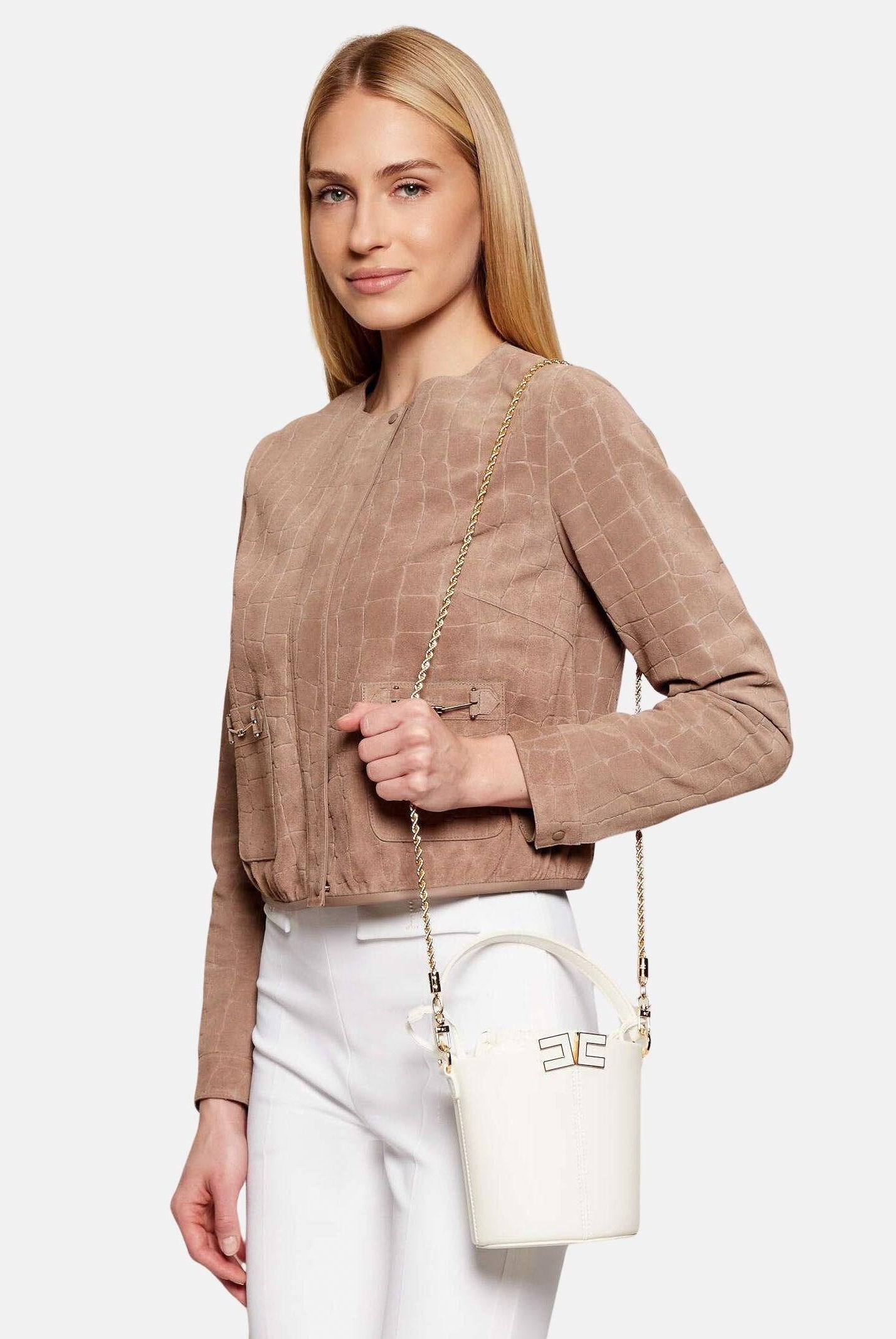 ELISABETTA FRANCHI Borsa a secchiello avorio da donna BS92A61E2 360 ELISABETTA FRANCHI