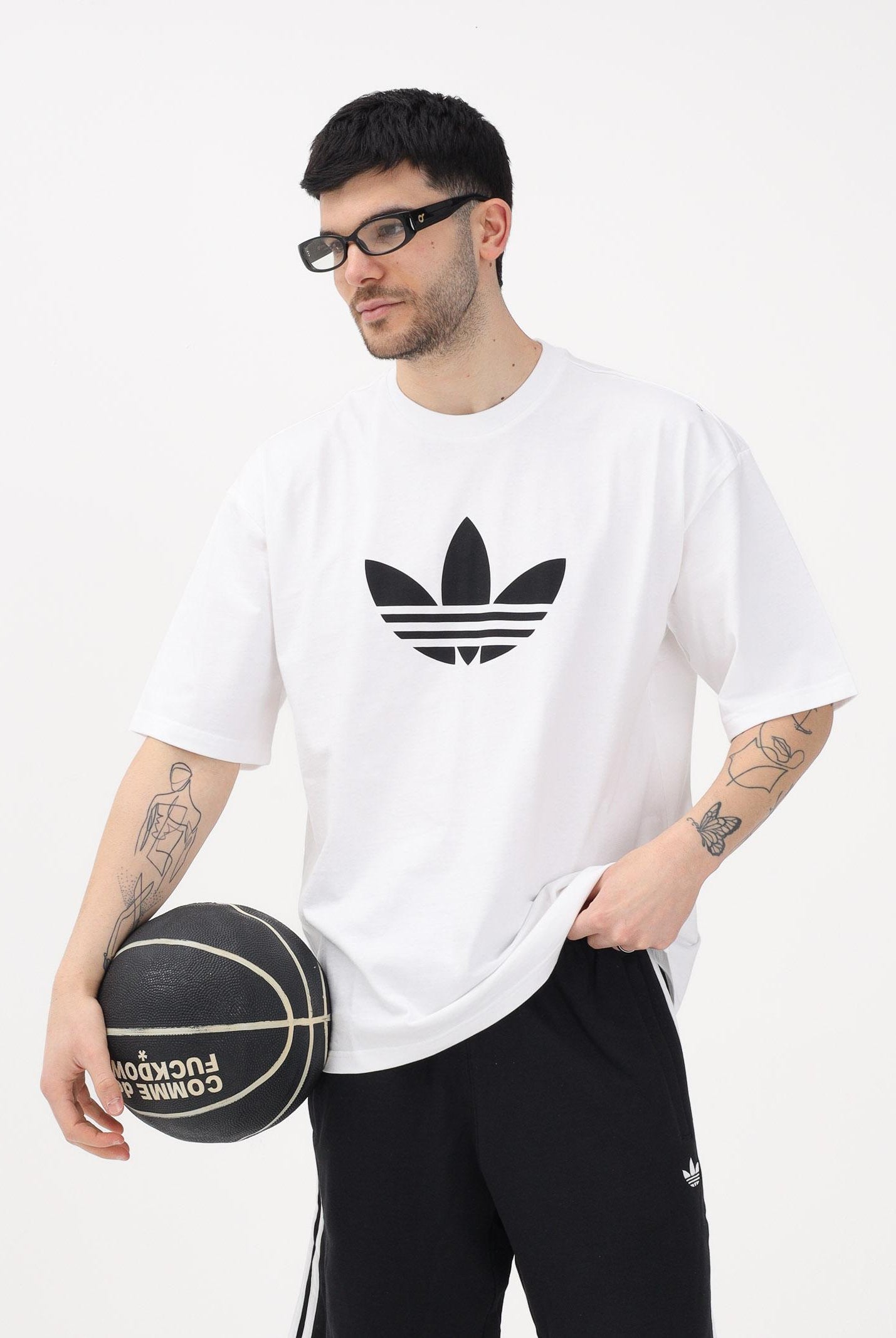ADIDAS ORIGINALS T-shirt a manica corta TREFOIL bianca da uomo KE0901 . ADIDAS ORIGINALS