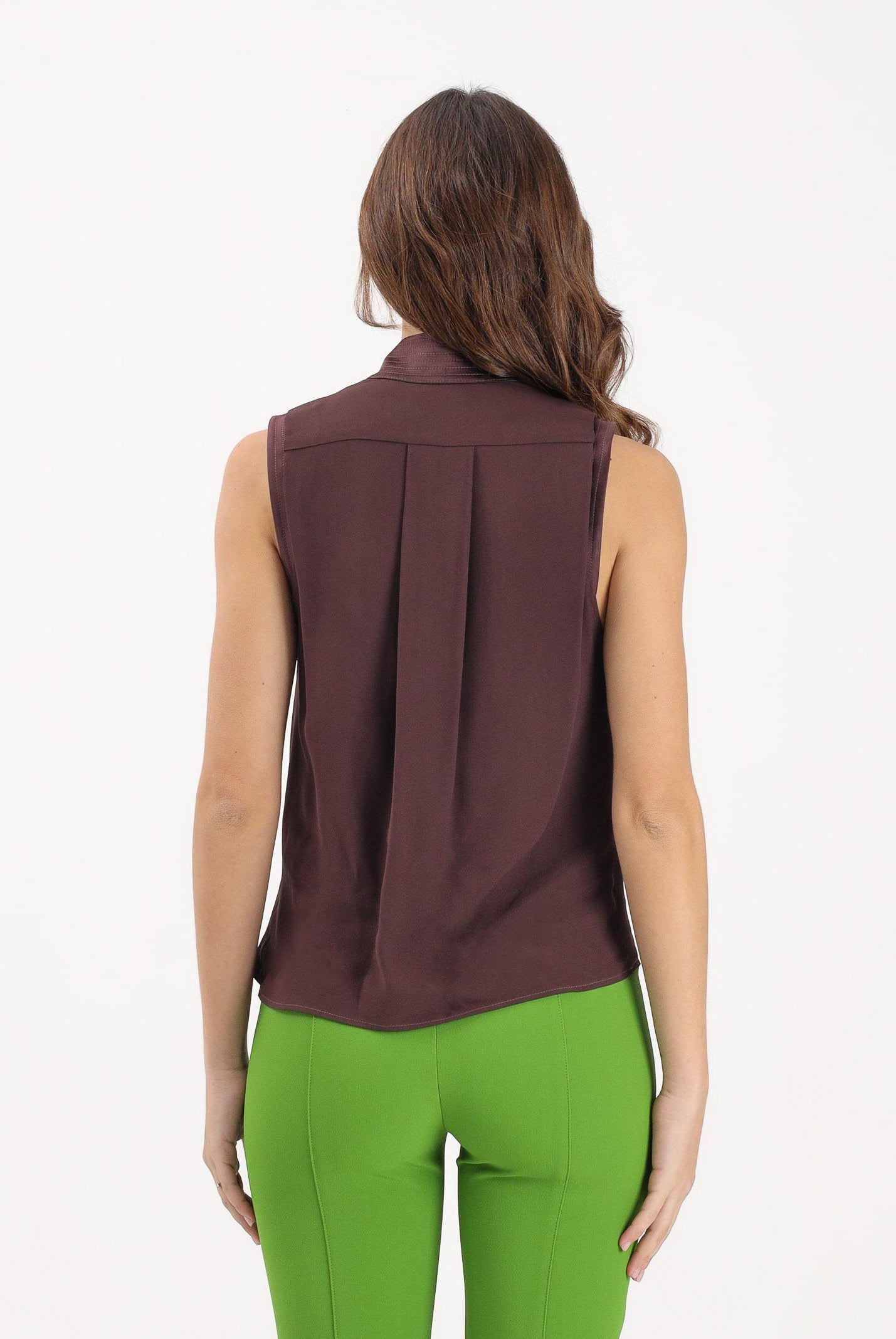 ELISABETTA FRANCHI Top elegante cacao da donna in georgette di viscosa CA13461E2 644 ELISABETTA FRANCHI