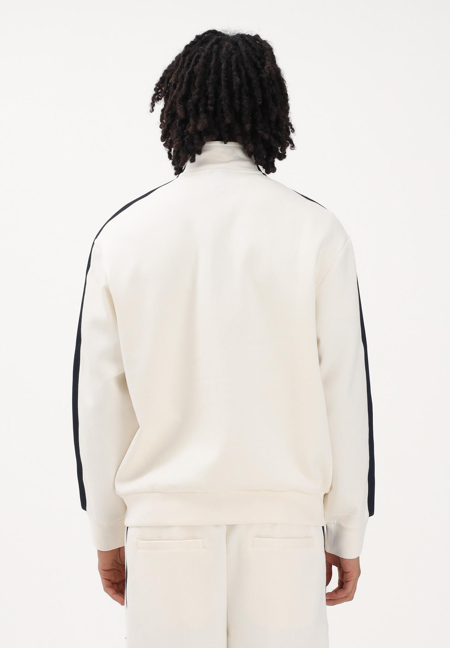 ARMANI EXCHANGE Felpa con zip panna da uomo rifinita da logo e bande a contrasto XM002367AF13047 U1074 ARMANI EXCHANGE