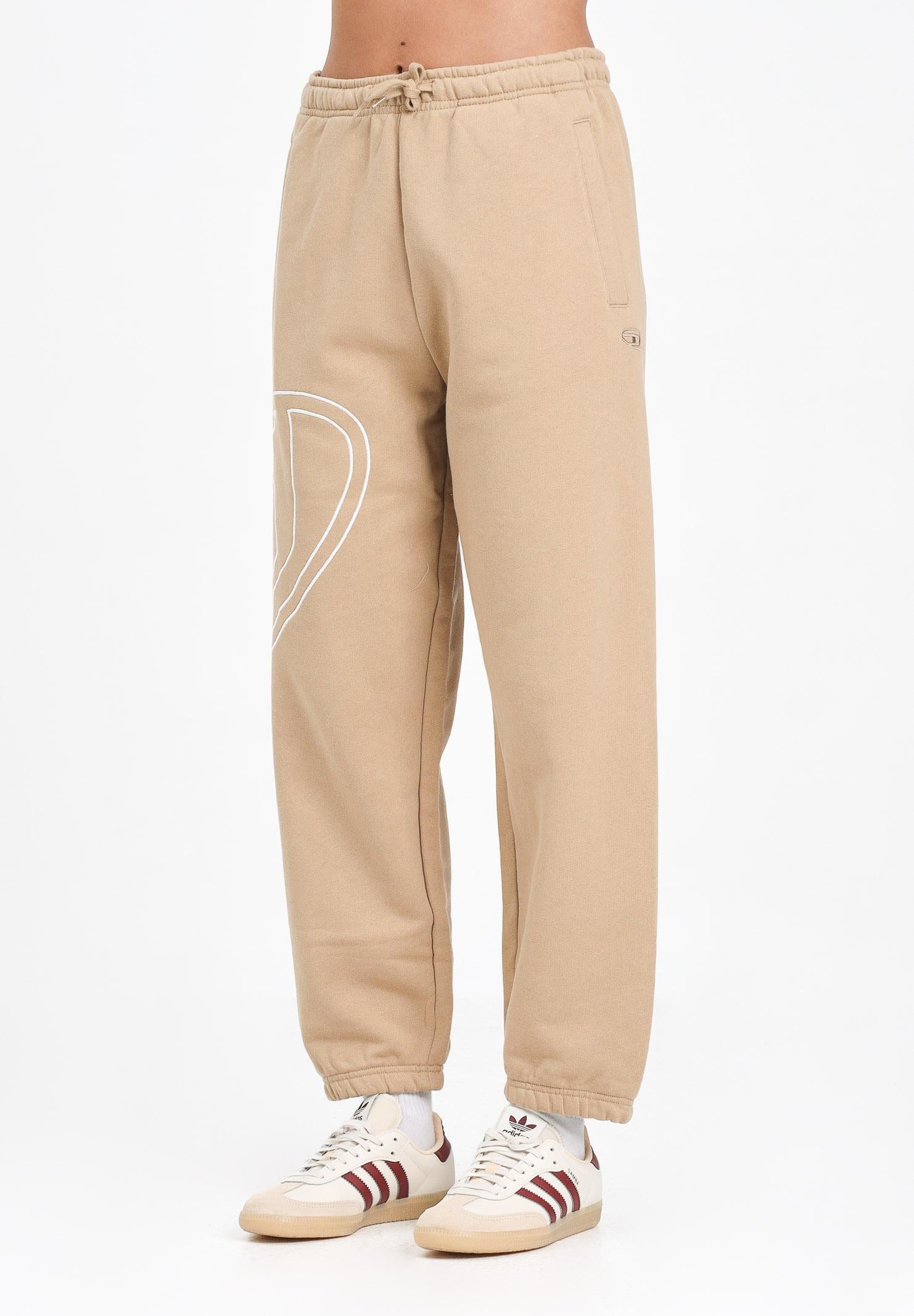 DIESEL Pantalone sportivo beige per donna, ragazzi e bambini con maxi logo Oval D J022720GYCJ K726 DIESEL