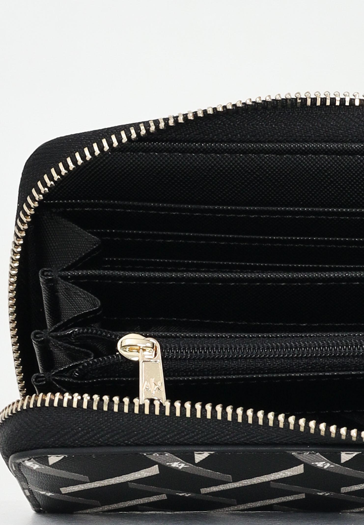 ARMANI EXCHANGE Portafogli nero da donna con stampa diagonale XW000359AF17155 MC043 ARMANI EXCHANGE