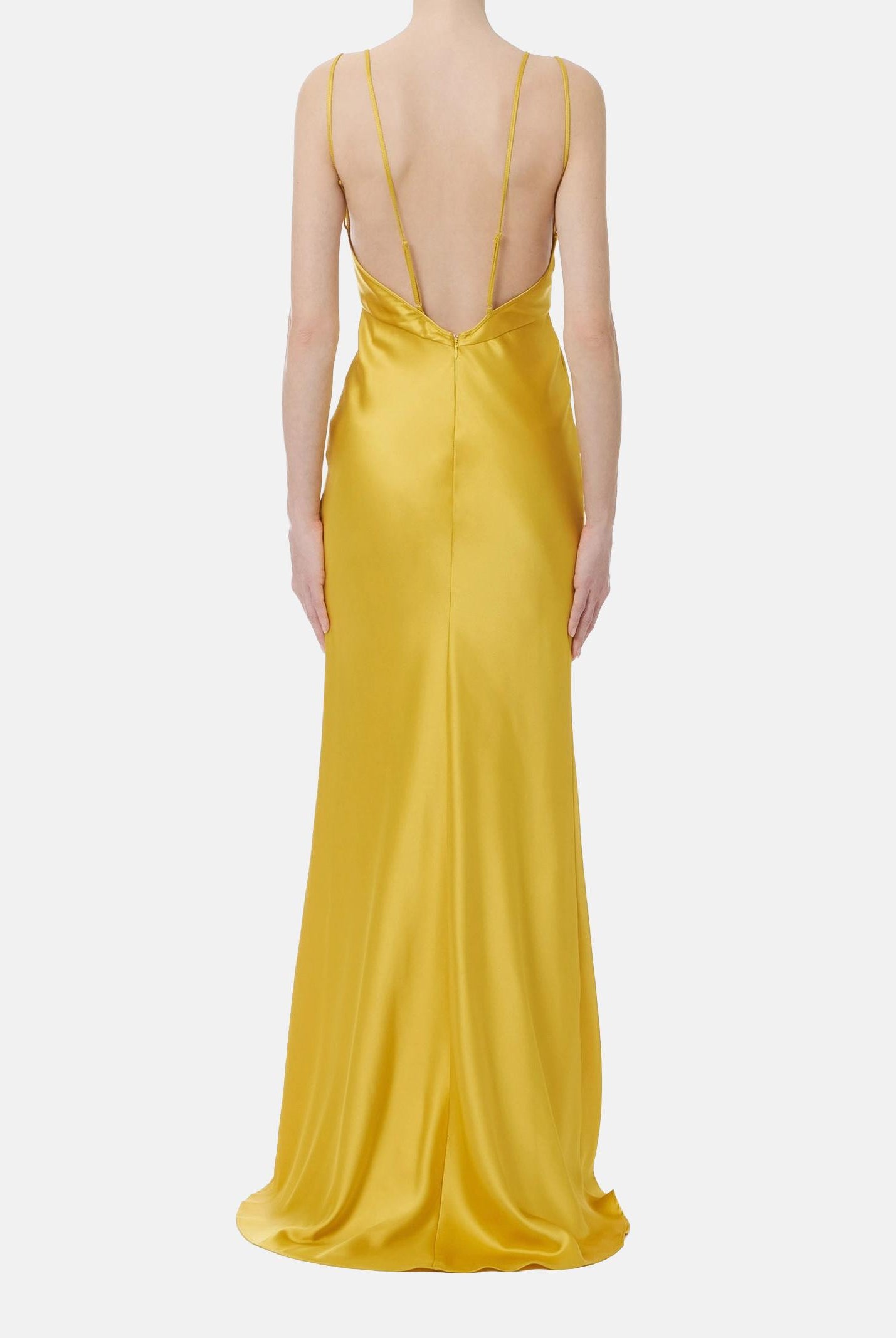 ELISABETTA FRANCHI Abito lungo Red Carpet in raso giallo donna ABR3362E2 EV4 ELISABETTA FRANCHI