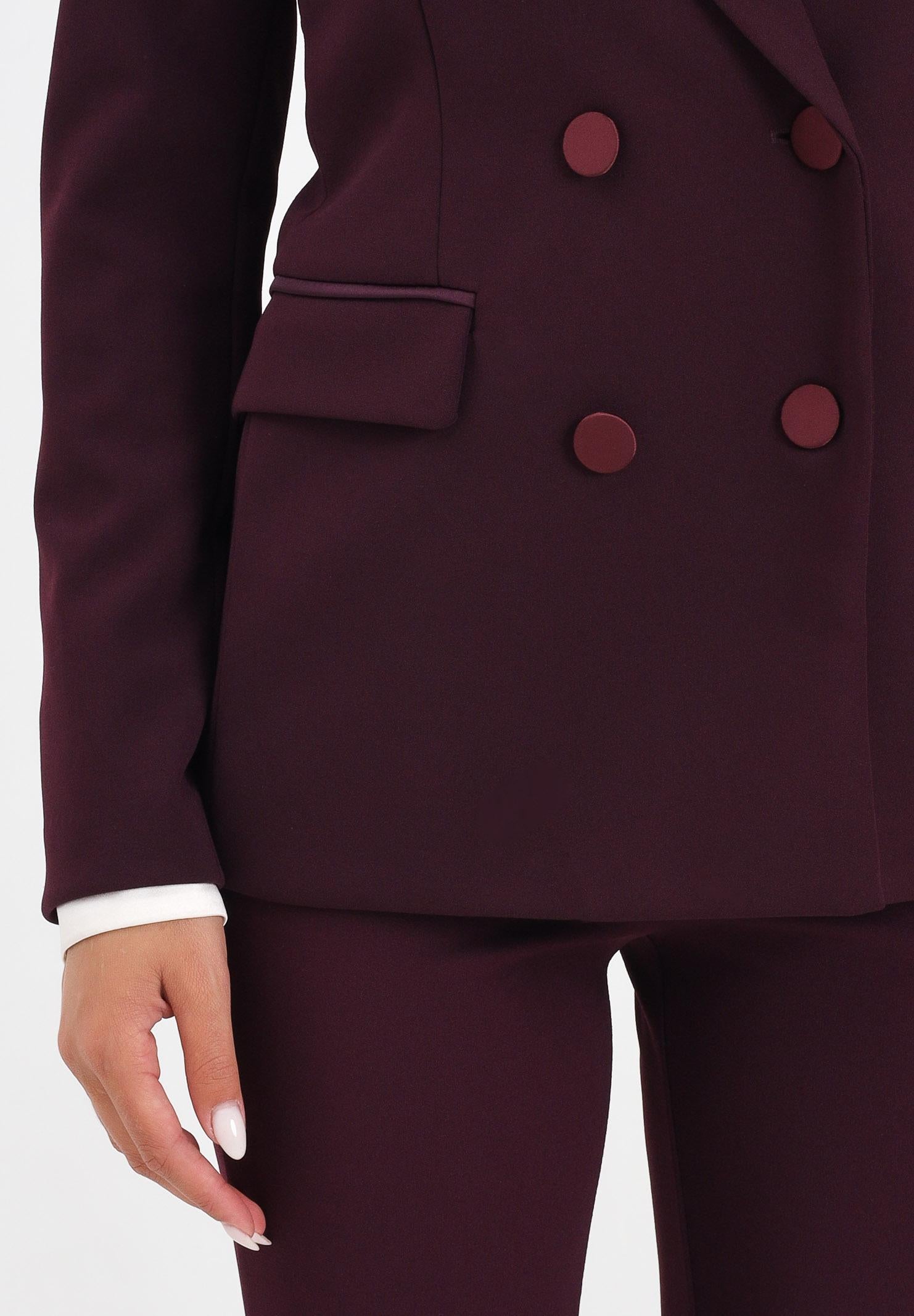 VICOLO Giacca doppiopetto bordeaux da donna con rever in raso TF0307 FU38 VICOLO