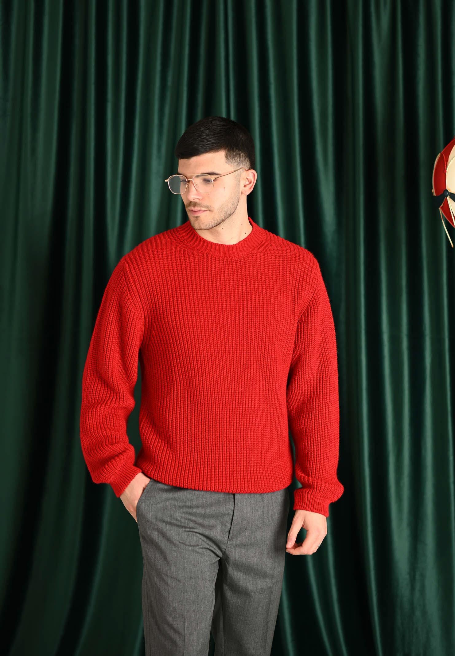 I'M BRIAN Maglione girocollo rosso da uomo MA3023 RO I'M BRIAN