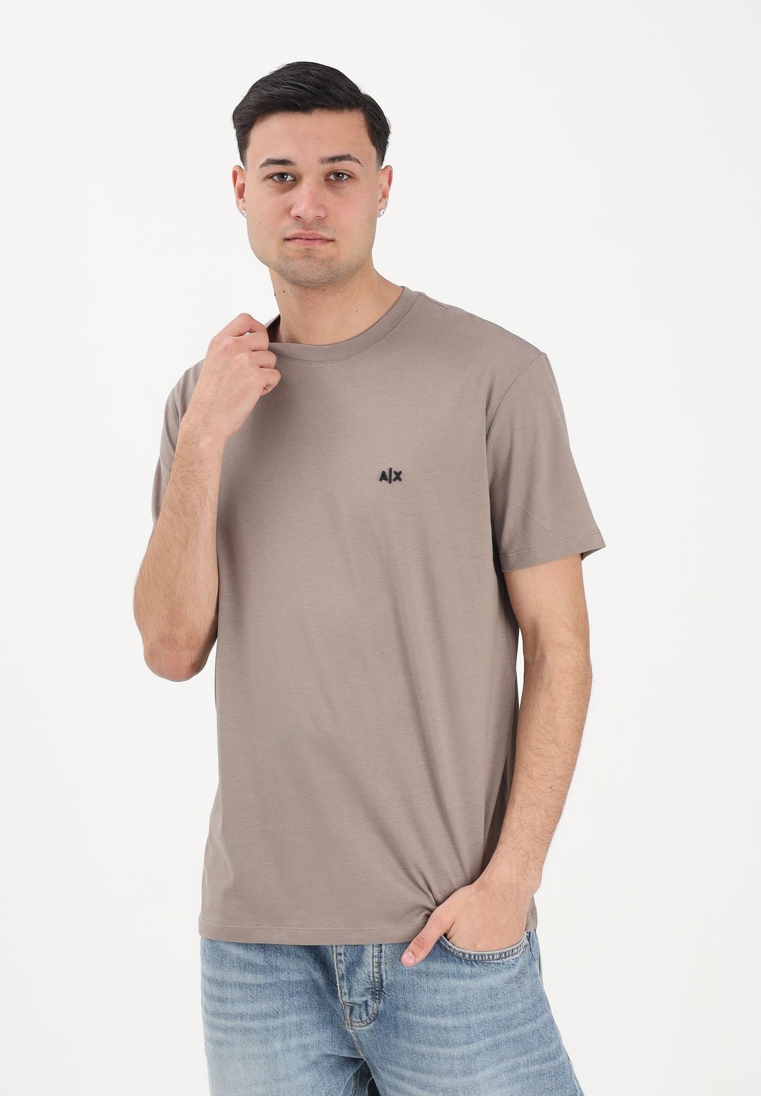 ARMANI EXCHANGE T-shirt a manica corta marrone da uomo con ricamo A|X XM001568AF10358 U6107 ARMANI EXCHANGE