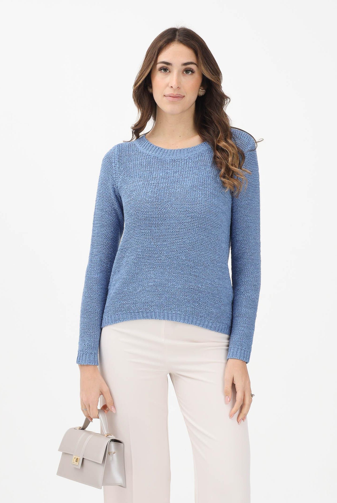 ONLY Maglioncino girocollo celeste da donna 15113356 RI ONLY