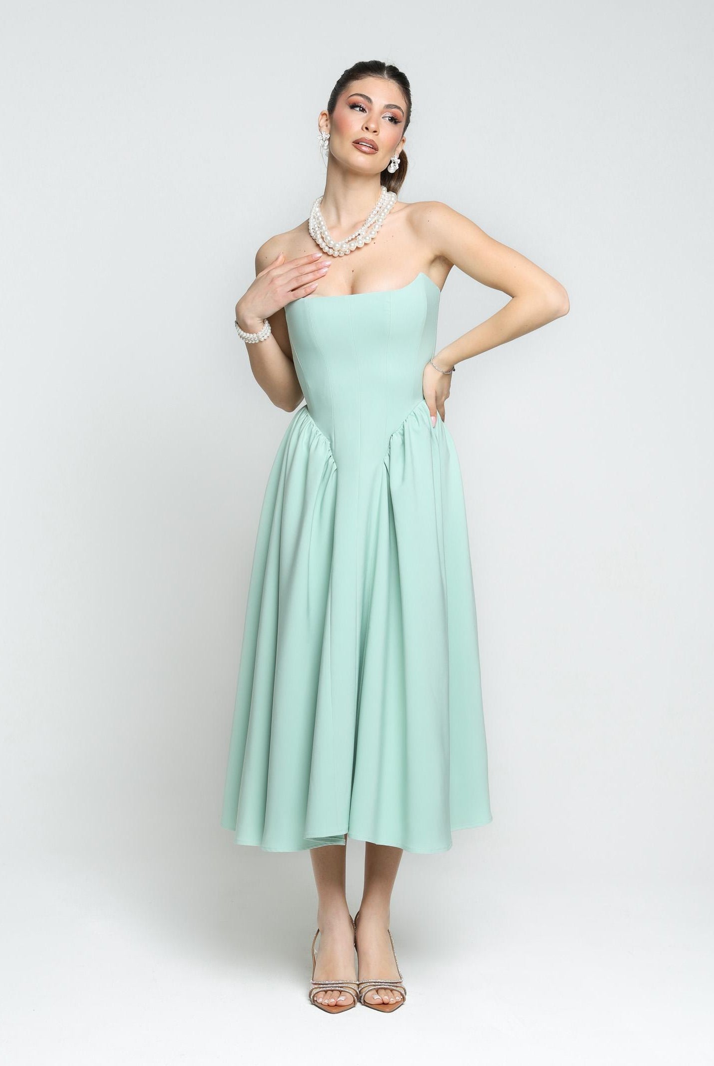 SANTAS Abito midi MARSHMALLOW verde menta da donna PV2509 VERDE SANTAS