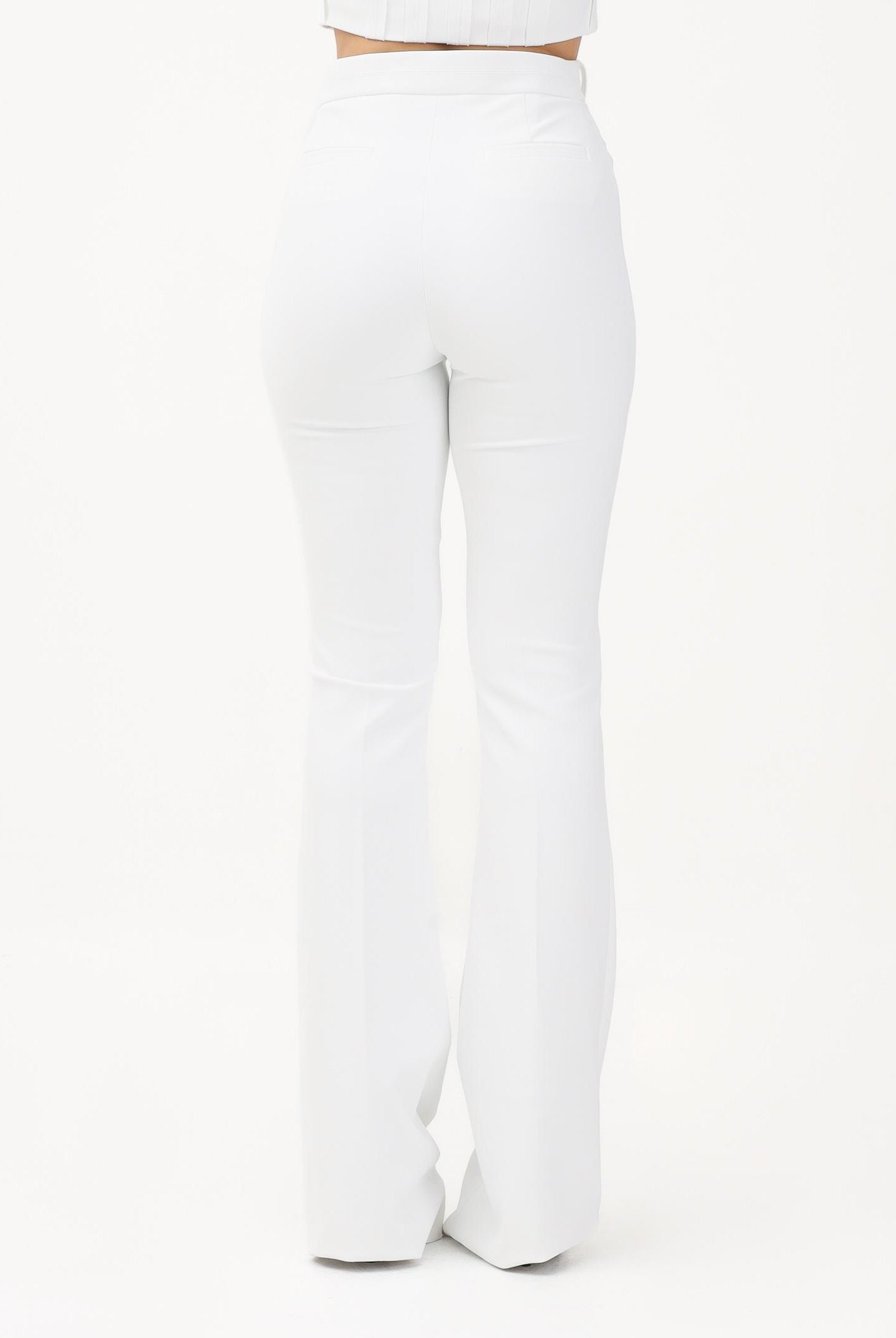 ELISABETTA FRANCHI Pantalone elegante avorio da donna in doppio crêpe stretch PA16961E2 360 ELISABETTA FRANCHI