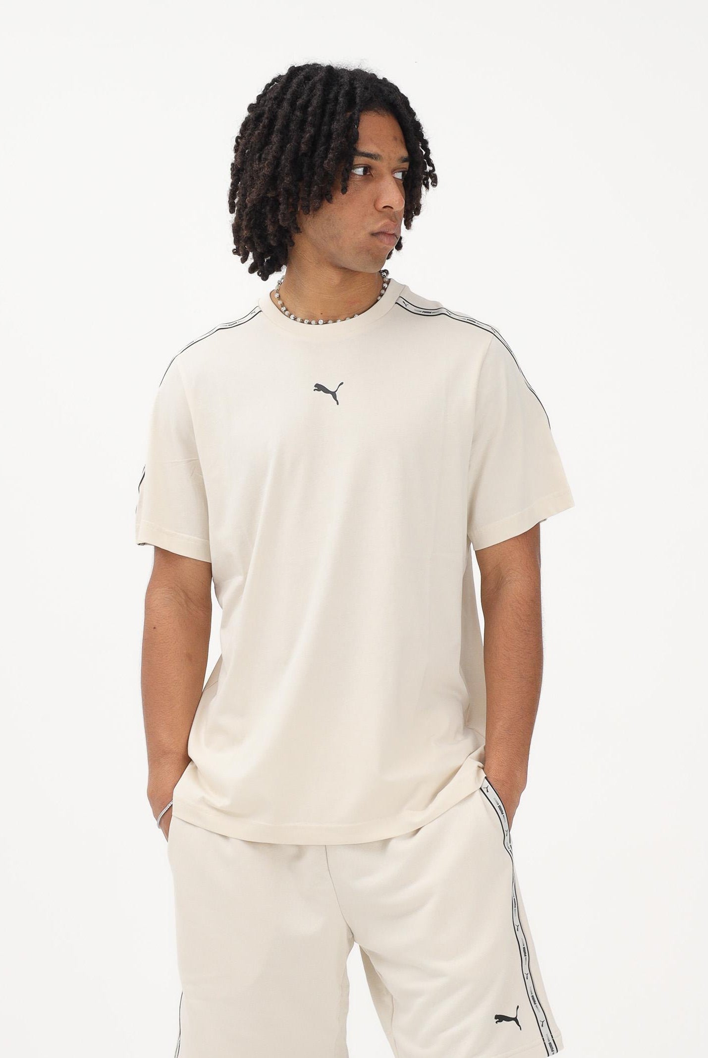 PUMA T-shirt a manica corta Essentials Tape panna da uomo 691693 87 PUMA