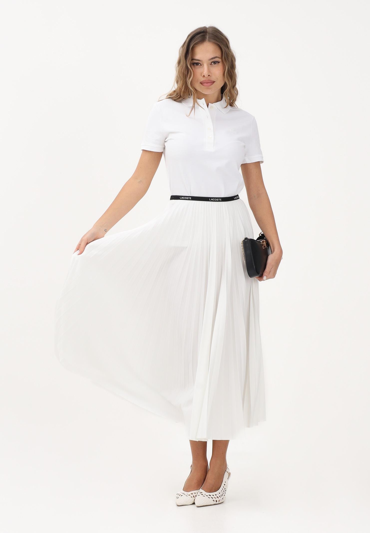 LACOSTE Gonna midi pieghettata bianca da donna JF1402 70V LACOSTE