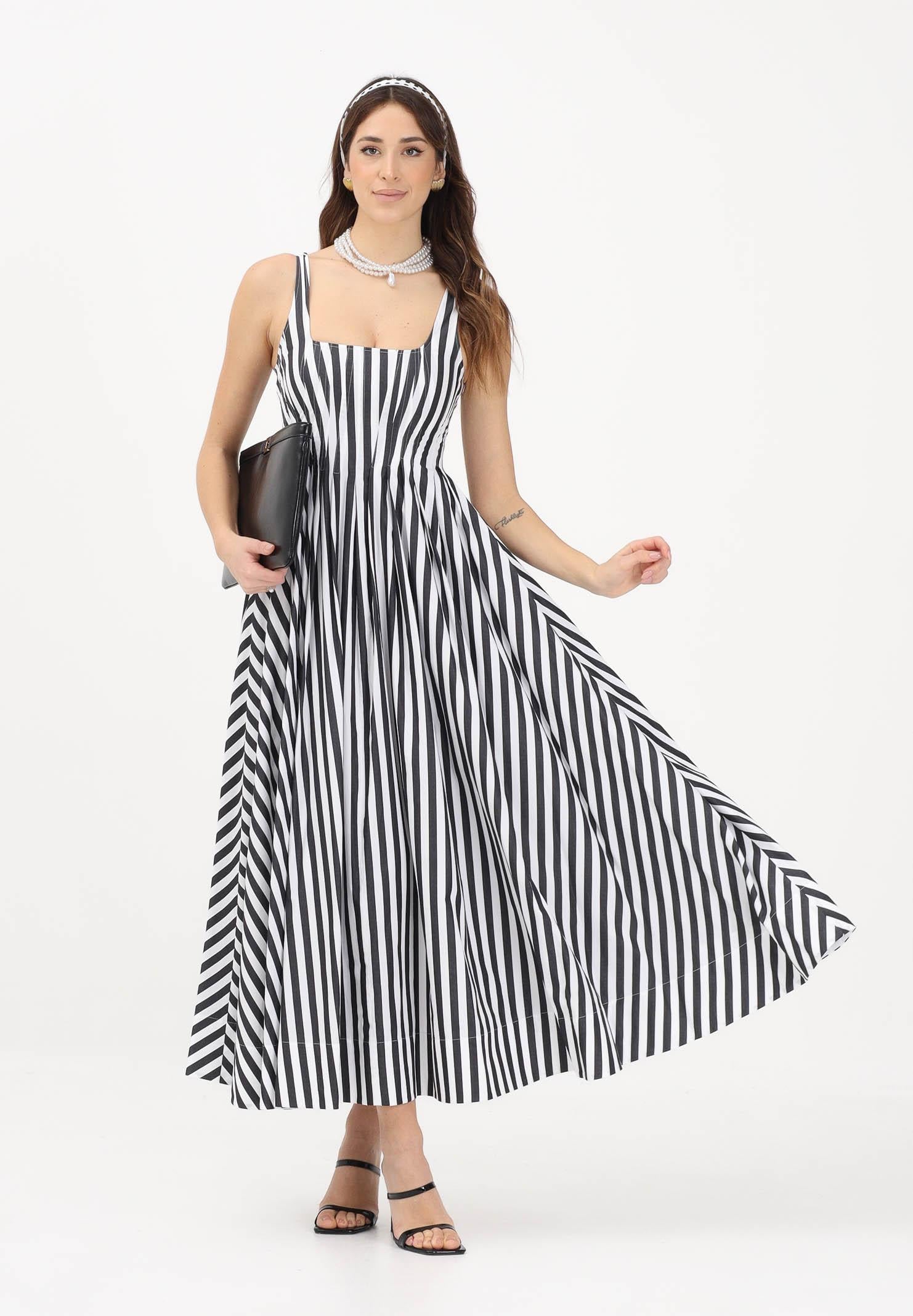 SPORTMAX Abito midi SPXFILMATO bianco e nero da donna con fantasia a righe 2612221112600 004 SPORTMAX