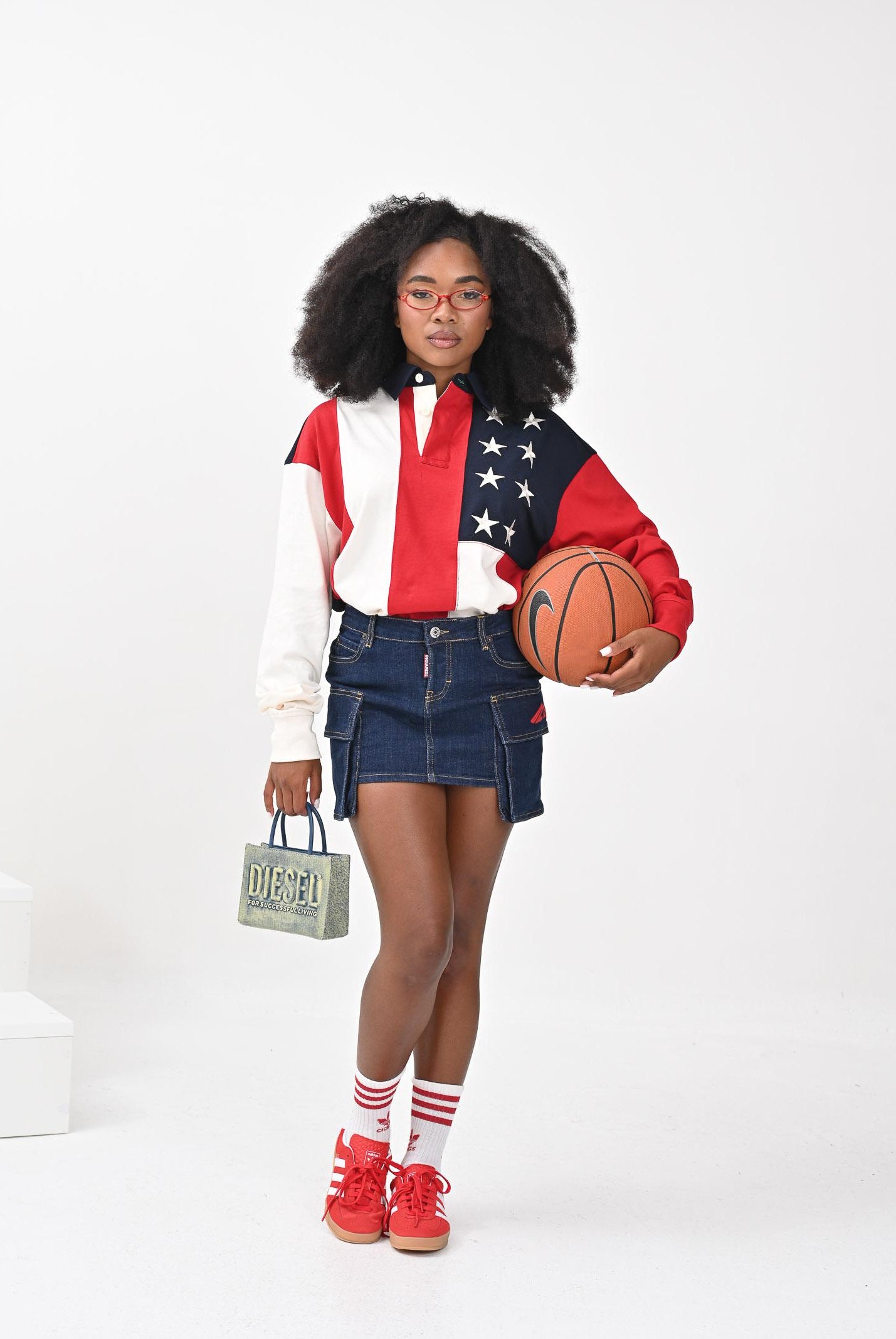 TOMMY HILFIGER Polo a manica lunga panna, rossa e blu da uomo con bandiera americana MW0MW39690DW5 TOMMY HILFIGER