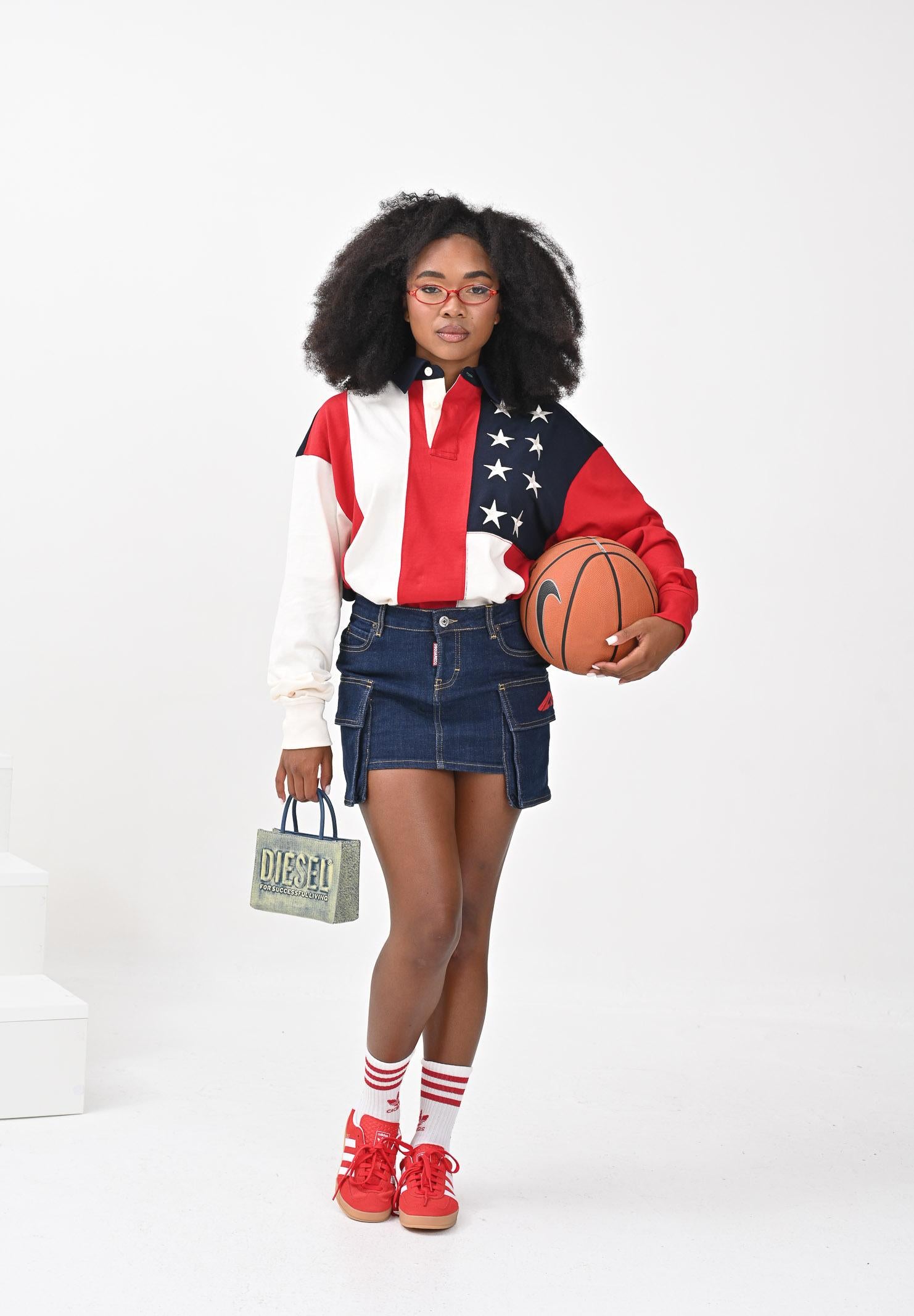 TOMMY HILFIGER Polo a manica lunga panna, rossa e blu da uomo con bandiera americana MW0MW39690DW5 TOMMY HILFIGER