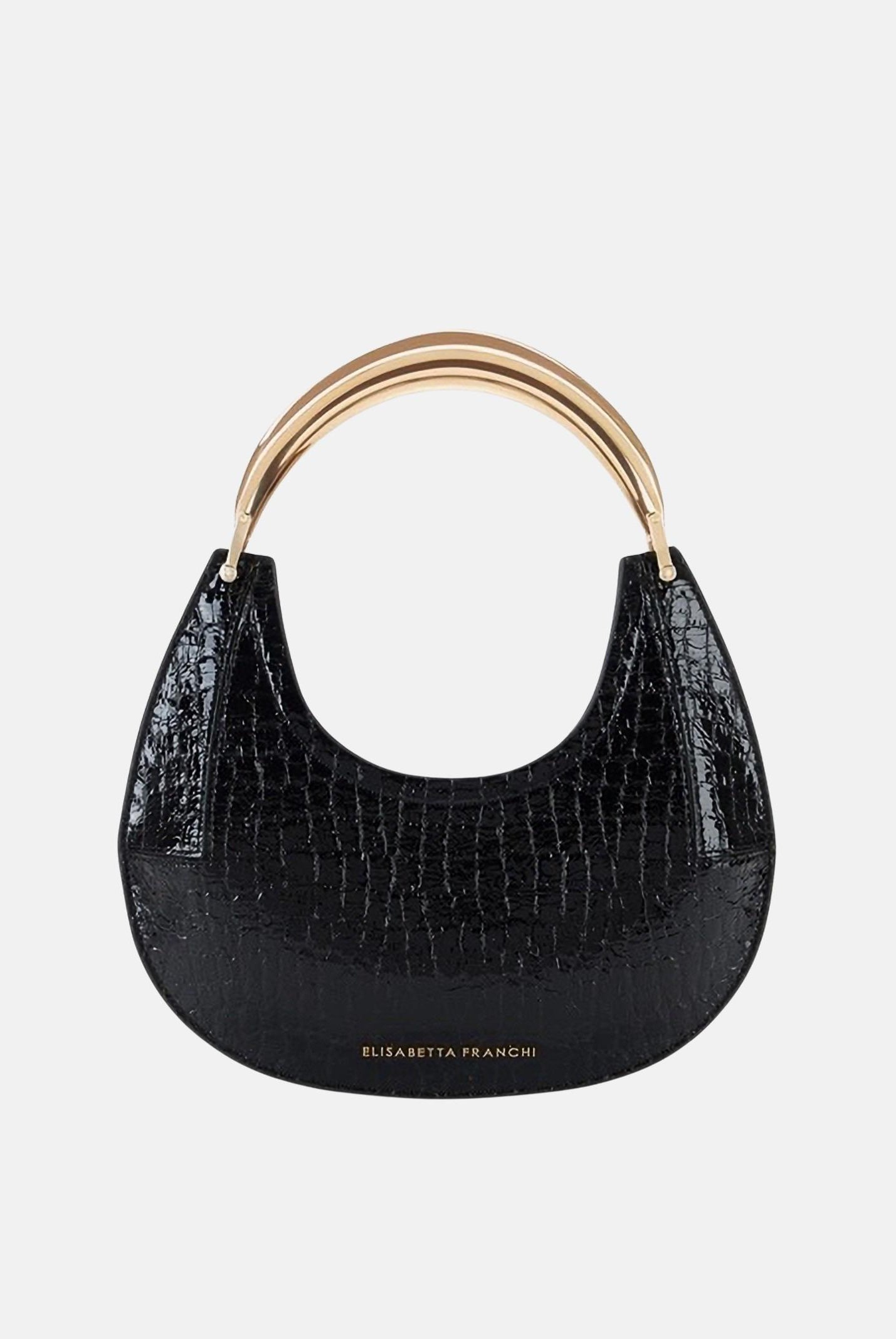 ELISABETTA FRANCHI Borsa a mano nera da donna con stampa cocco BS29A56E2 110 ELISABETTA FRANCHI