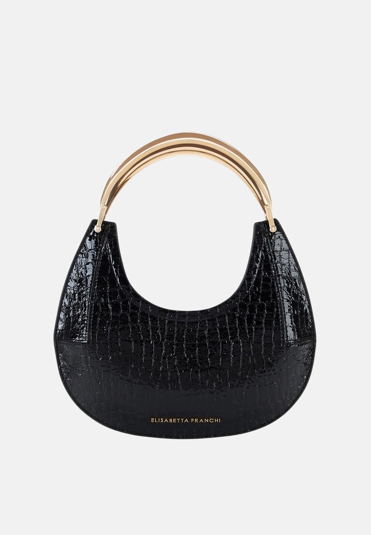ELISABETTA FRANCHI Borsa a mano nera da donna con stampa cocco BS29A56E2 110 ELISABETTA FRANCHI