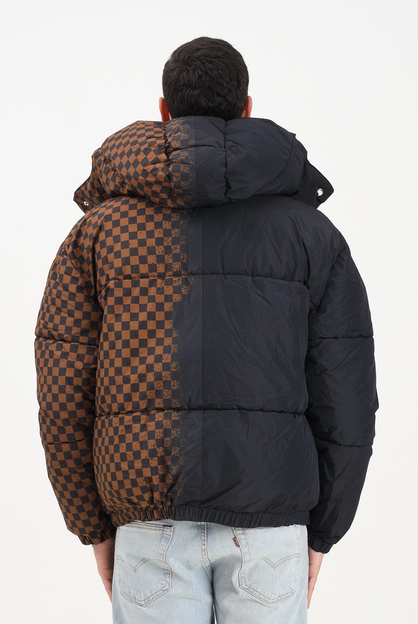 SPRAYGROUND Piumino GREY CHECK DOWN nero e marrone per uomo e donna SP902BLK . SPRAYGROUND