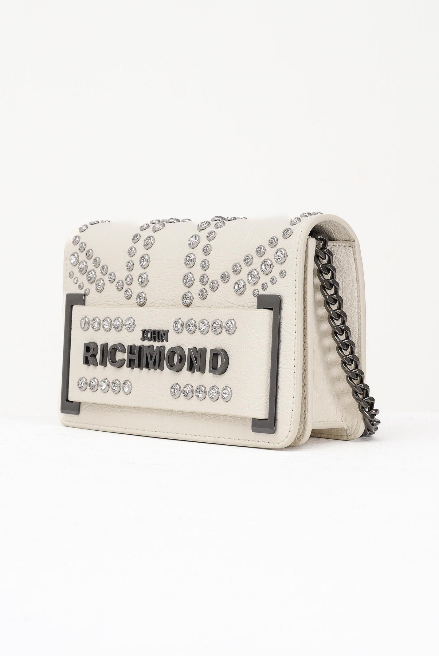RICHMOND Borsa a tracolla panna da donna con borchie e logo RWA25235BO WH RICHMOND