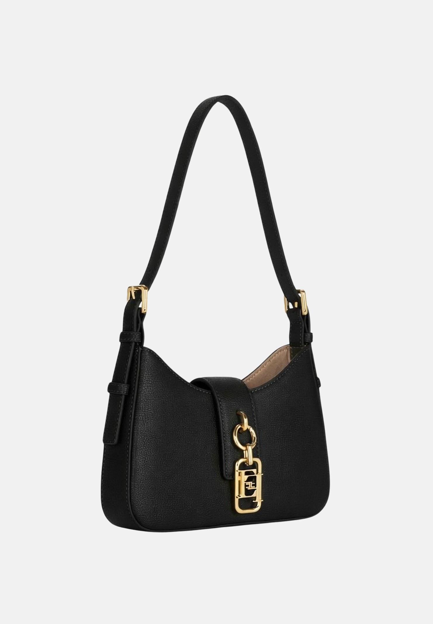 ELISABETTA FRANCHI Borsa a spalla nera da donna con charm BS24A62E2 110 ELISABETTA FRANCHI