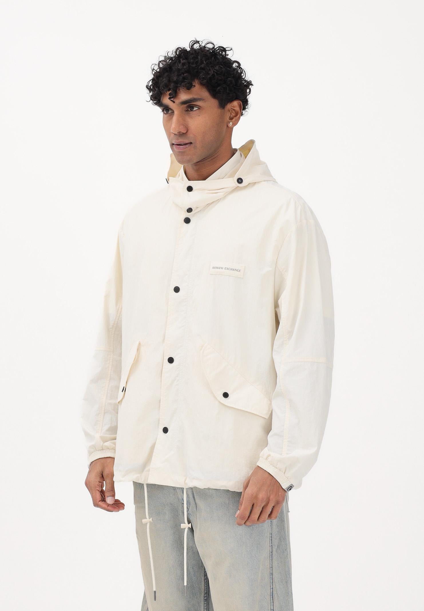 ARMANI EXCHANGE Giacca a vento panna da uomo con logo XM002137AF22504 U1074 ARMANI EXCHANGE