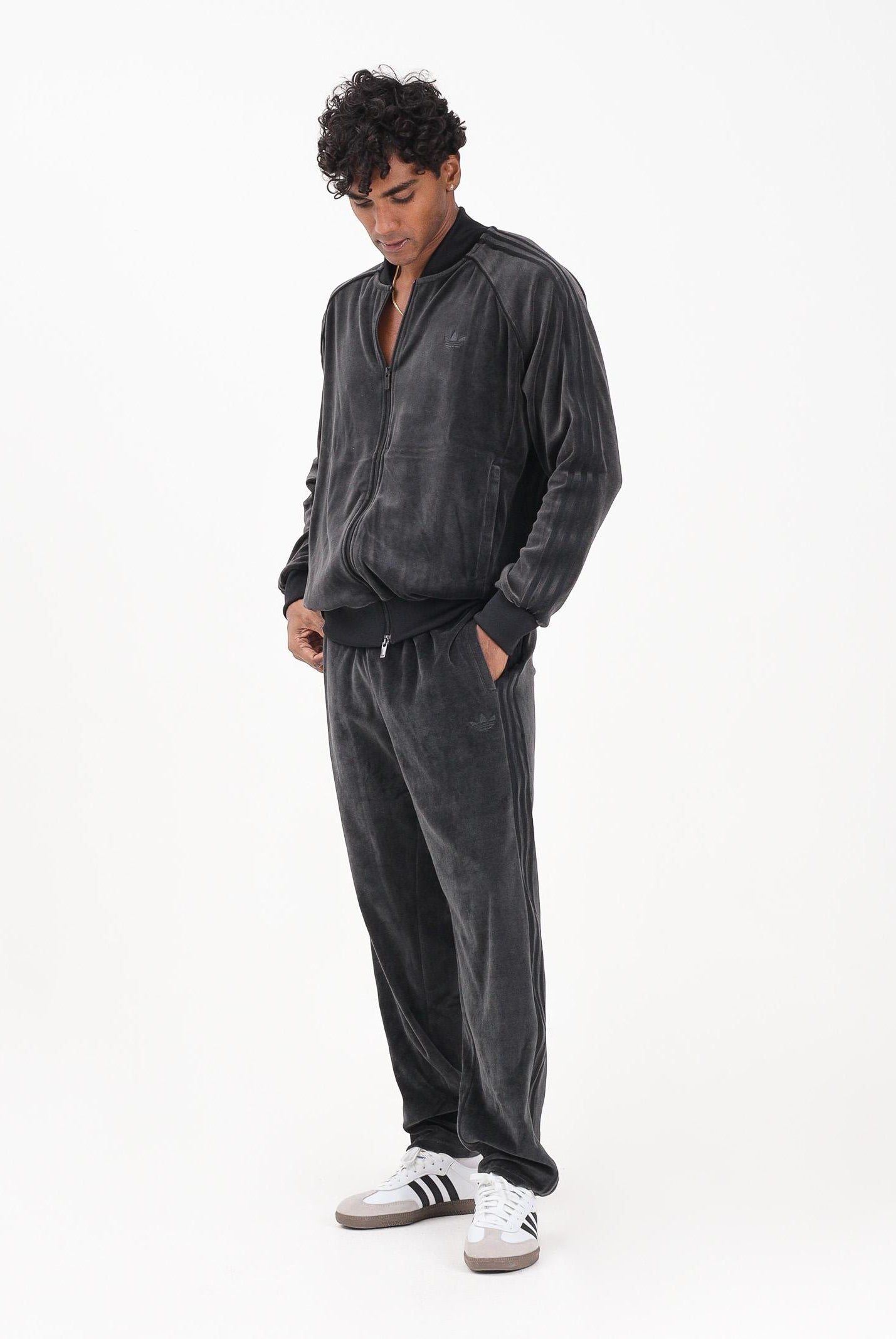 ADIDAS ORIGINALS Pantalone sportivo SST Adicolor Velour nero da uomo JW8377 ADIDAS ORIGINALS