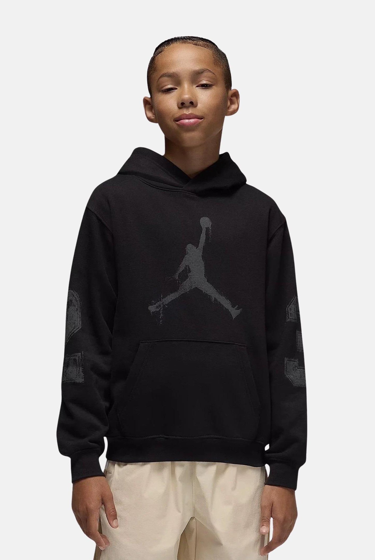 JORDAN Felpa con cappuccio Jumpman Fleece nera da bambino 95F099 023 JORDAN