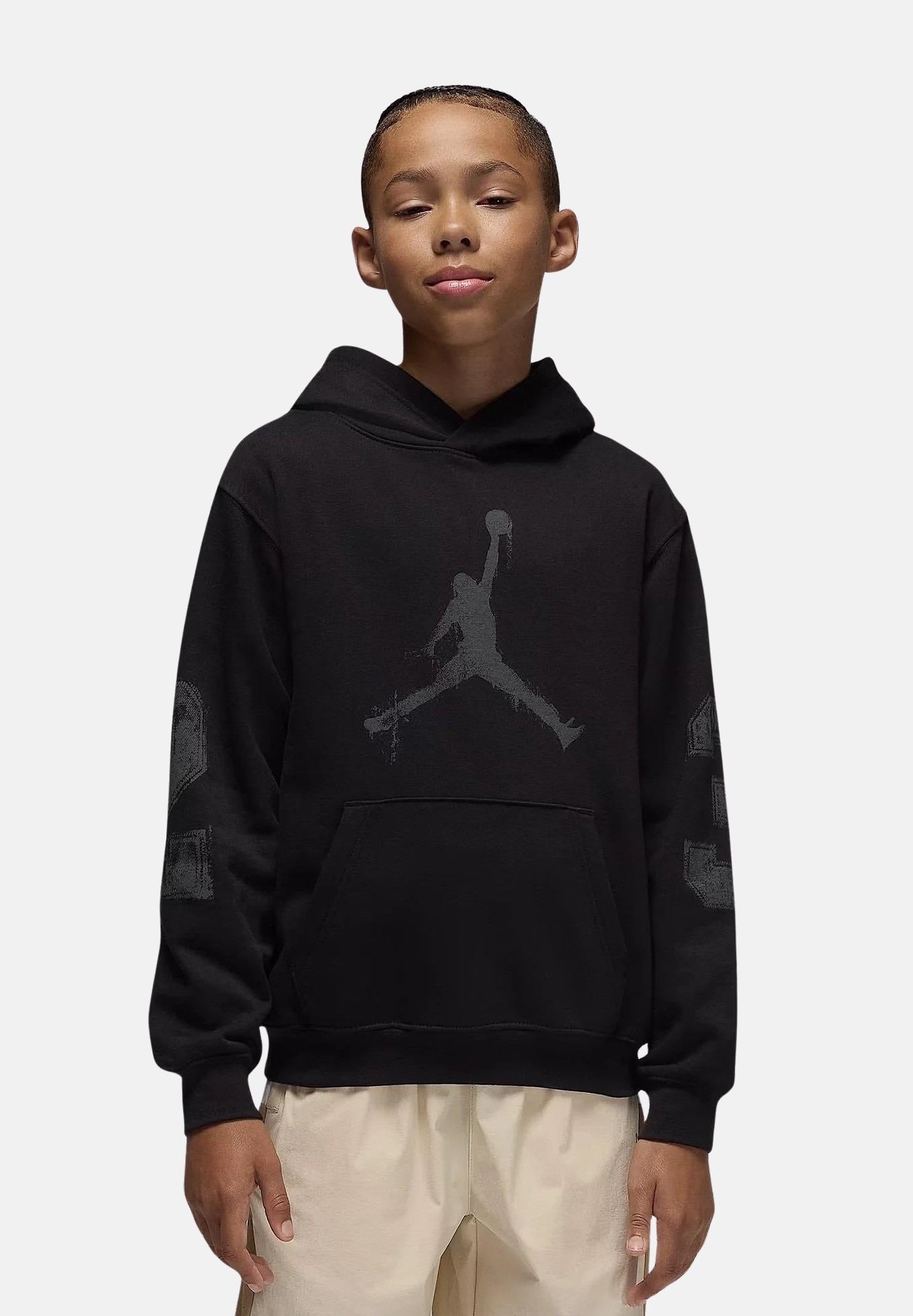 JORDAN Felpa con cappuccio Jumpman Fleece nera da bambino 95F099 023 JORDAN