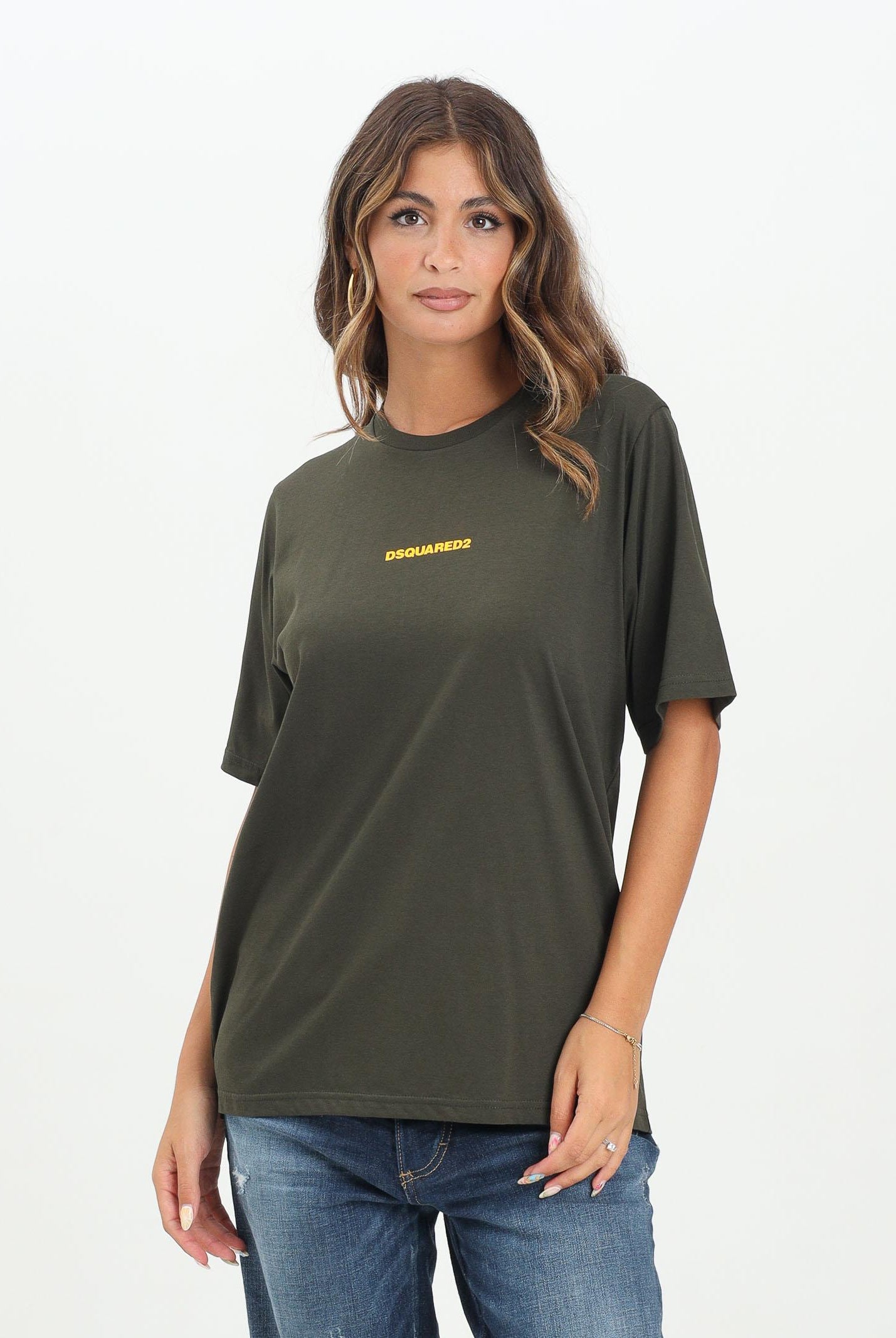 DSQUARED2 T-shirt a manica corta verde per donna, ragazzi e bambini con logo DSQUARED2 DQ2823D004G DQ518 DSQUARED2