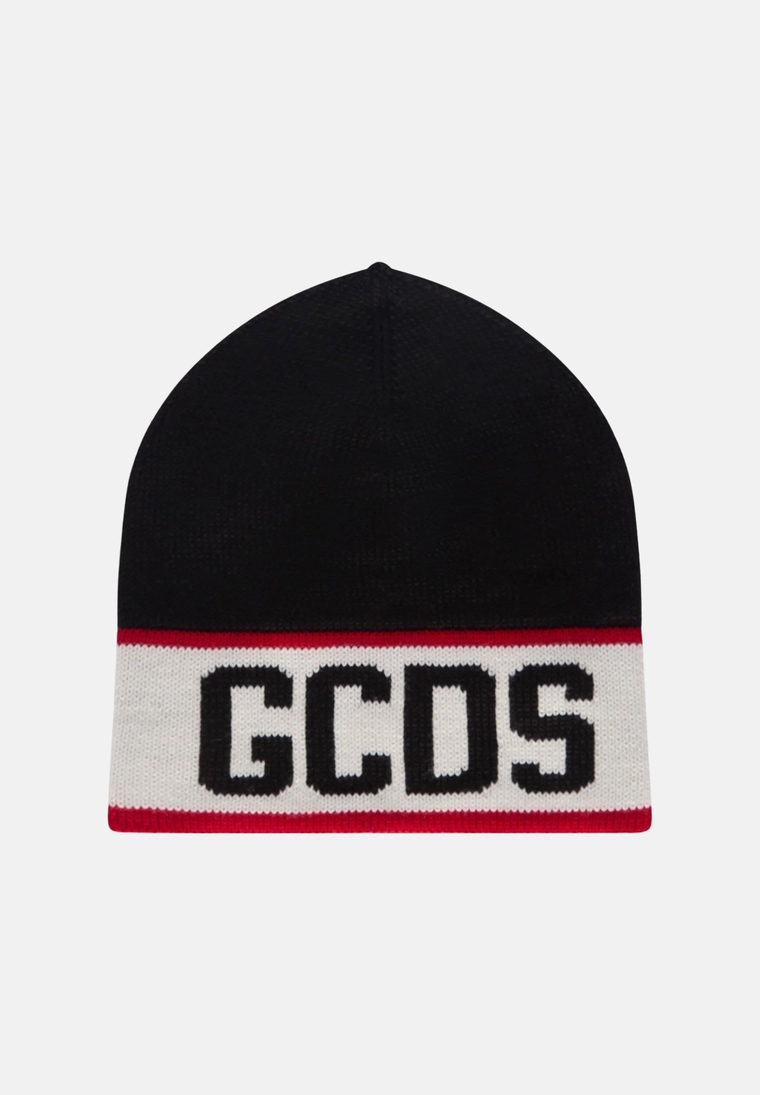 GCDS Berretto di lana nero per uomo e donna con logo GCDS B2CU5801K19 99 GCDS