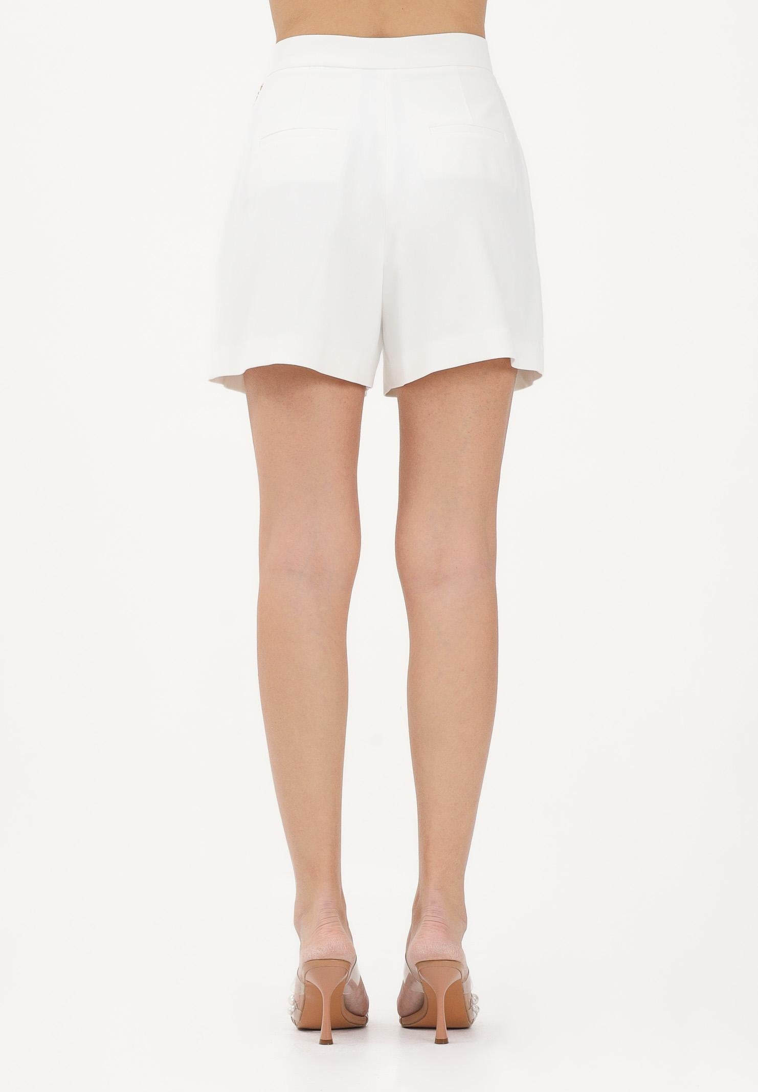 ELISABETTA FRANCHI Shorts avorio da donna con logo gioiello SH00561E2 360 ELISABETTA FRANCHI