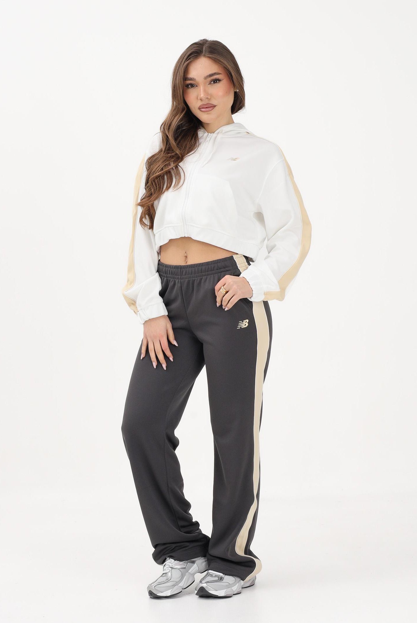 NEW BALANCE Felpa con zip Interlock bianca da donna WJ61B759SST . NEW BALANCE
