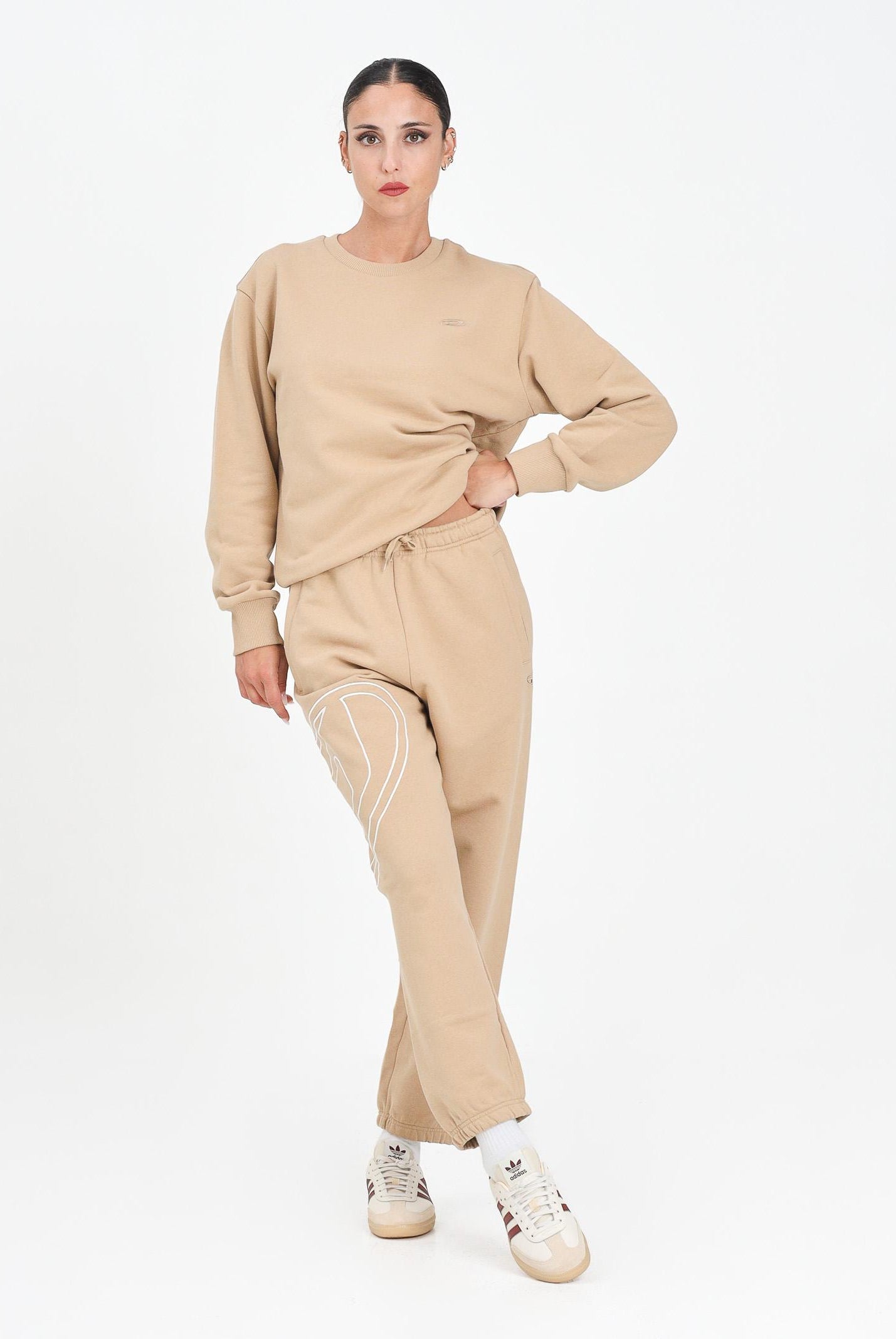 DIESEL Pantalone sportivo beige per donna, ragazzi e bambini con maxi logo Oval D J022720GYCJ K726 DIESEL