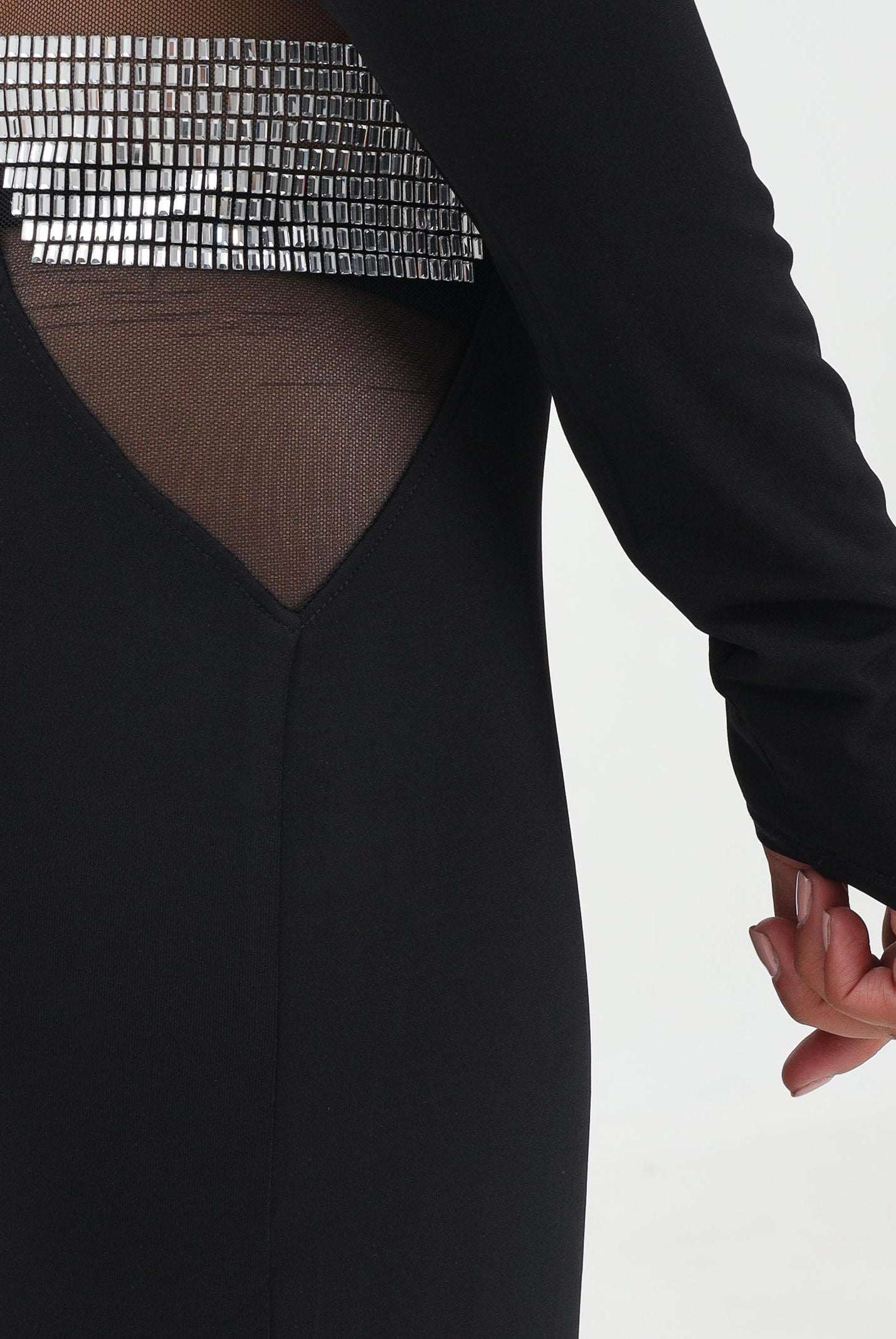 PATRIZIA PEPE Abito lungo nero da donna con strass 2A2968J338 J4R0 PATRIZIA PEPE