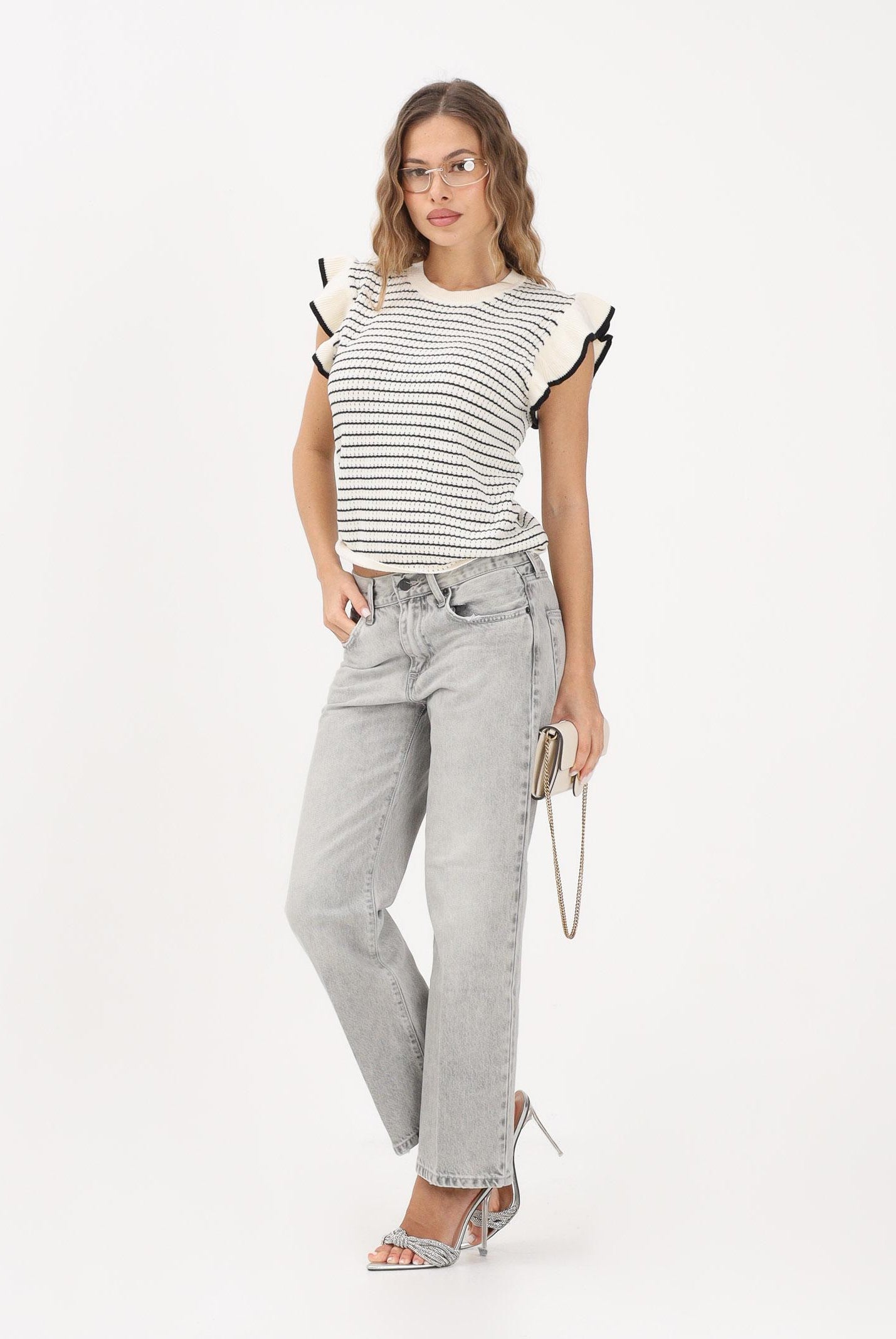 JDY Top in maglia panna da donna con motivo a righe 15360345 CLDAWBL JDY