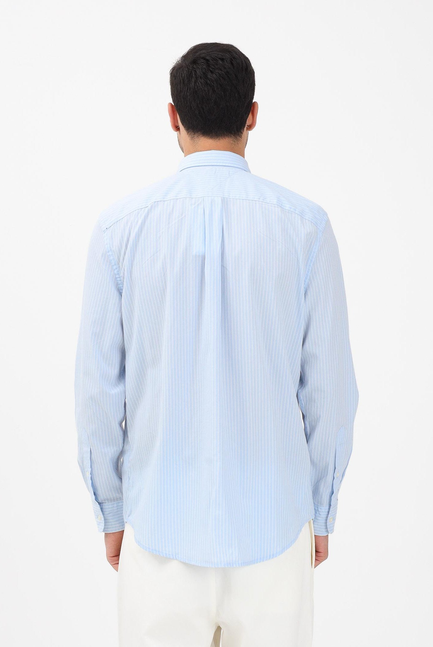 TOMMY HILFIGER Camicia a manica lunga TH Flex azzurra da uomo con motivo a righe MW0MW41399 0A4 TOMMY HILFIGER