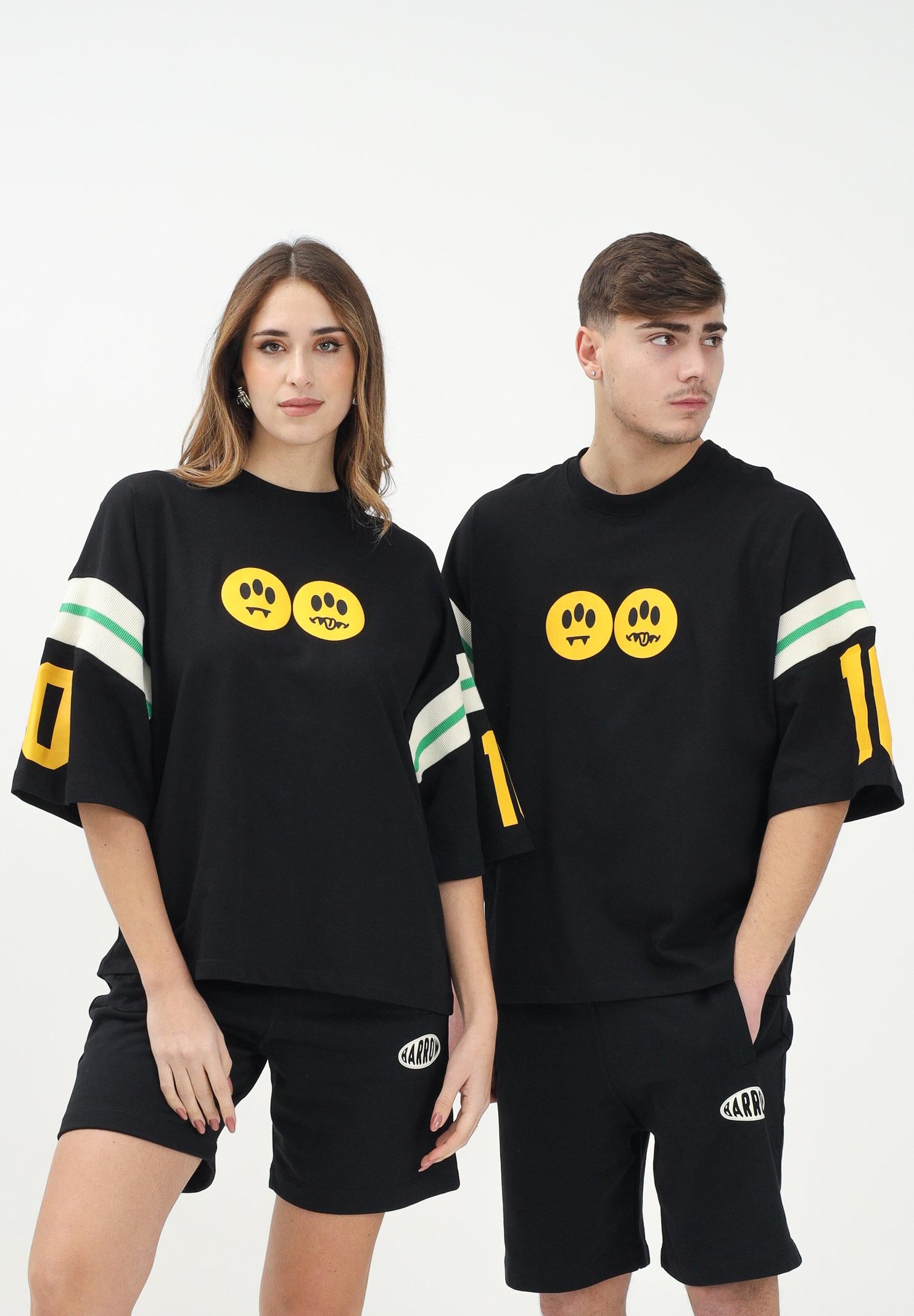 BARROW T-shirt a manica corta nera per uomo e donna con grafica Barrow S5BWUATH030 110 BARROW