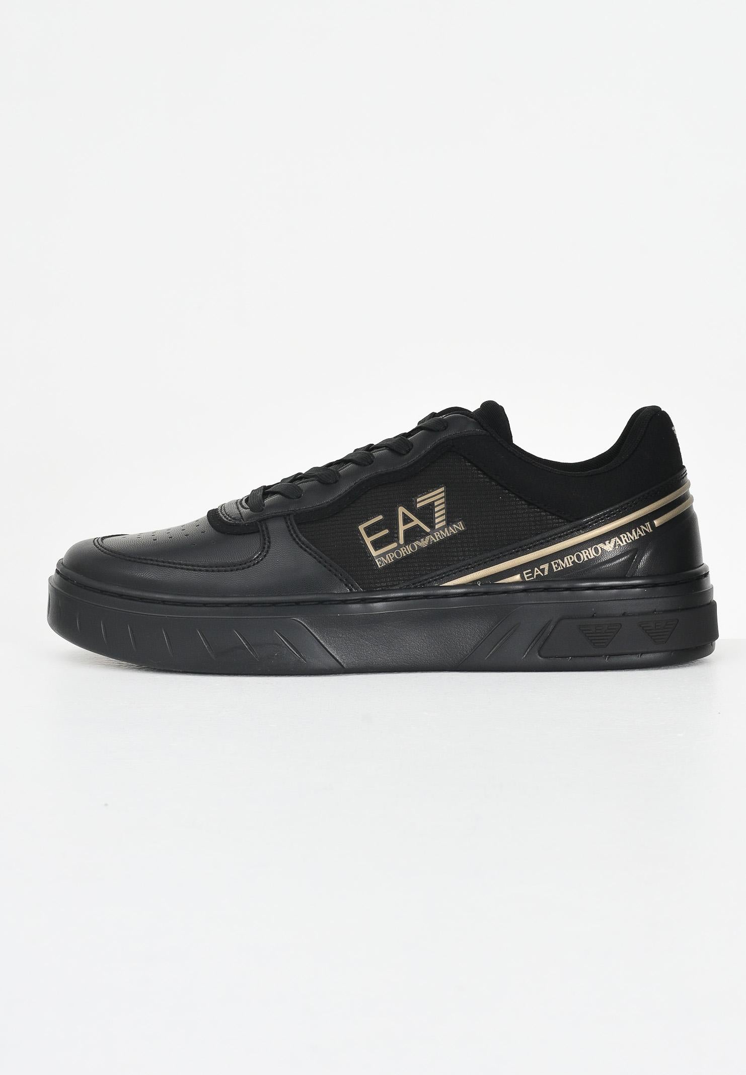 EA7 Sneakers nere da uomo con stampa logo oro 7X000338AF18614 MZ177 EA7