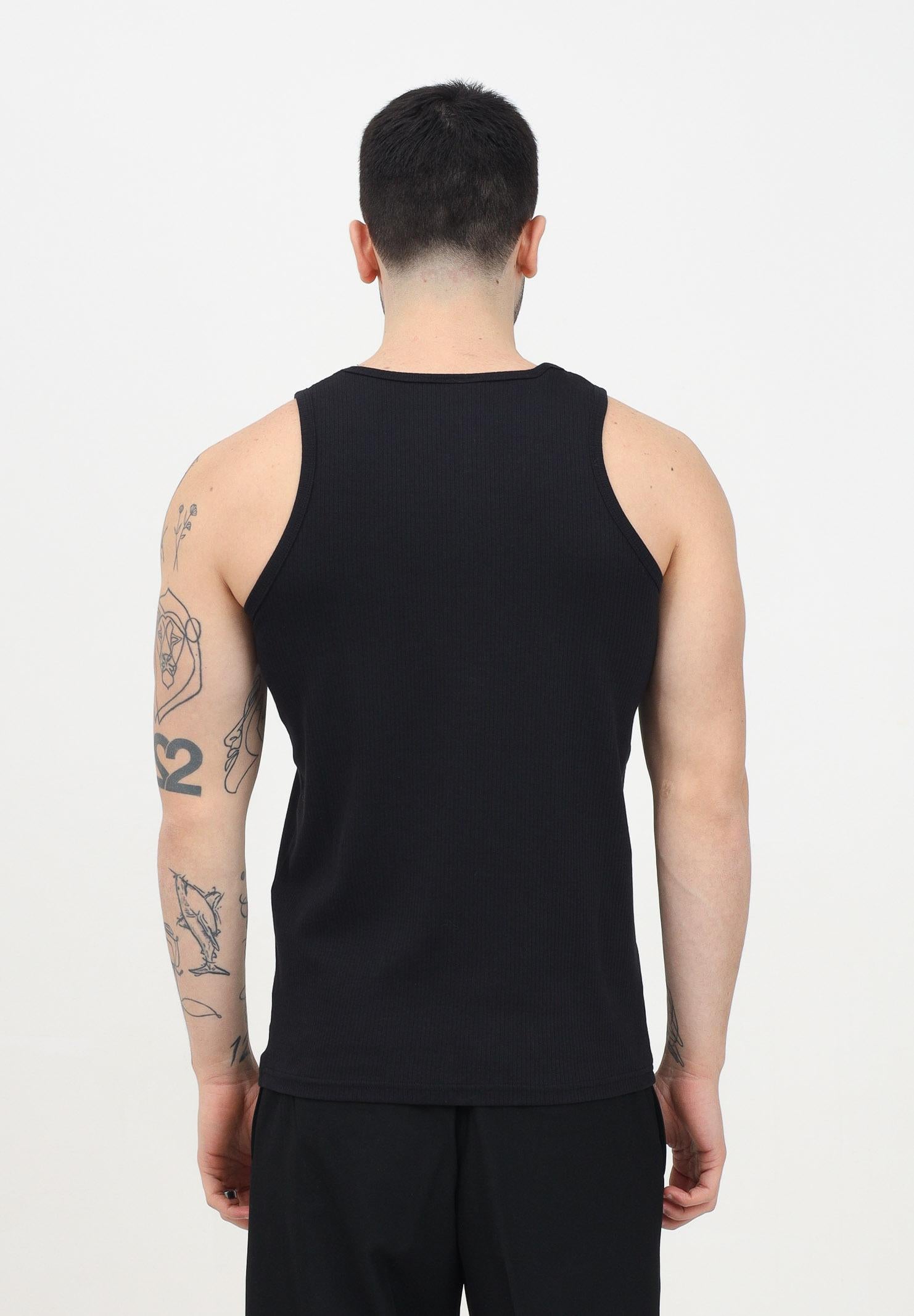 Canotta nera da uomo a costine 16092774 Black SELECTED HOMME