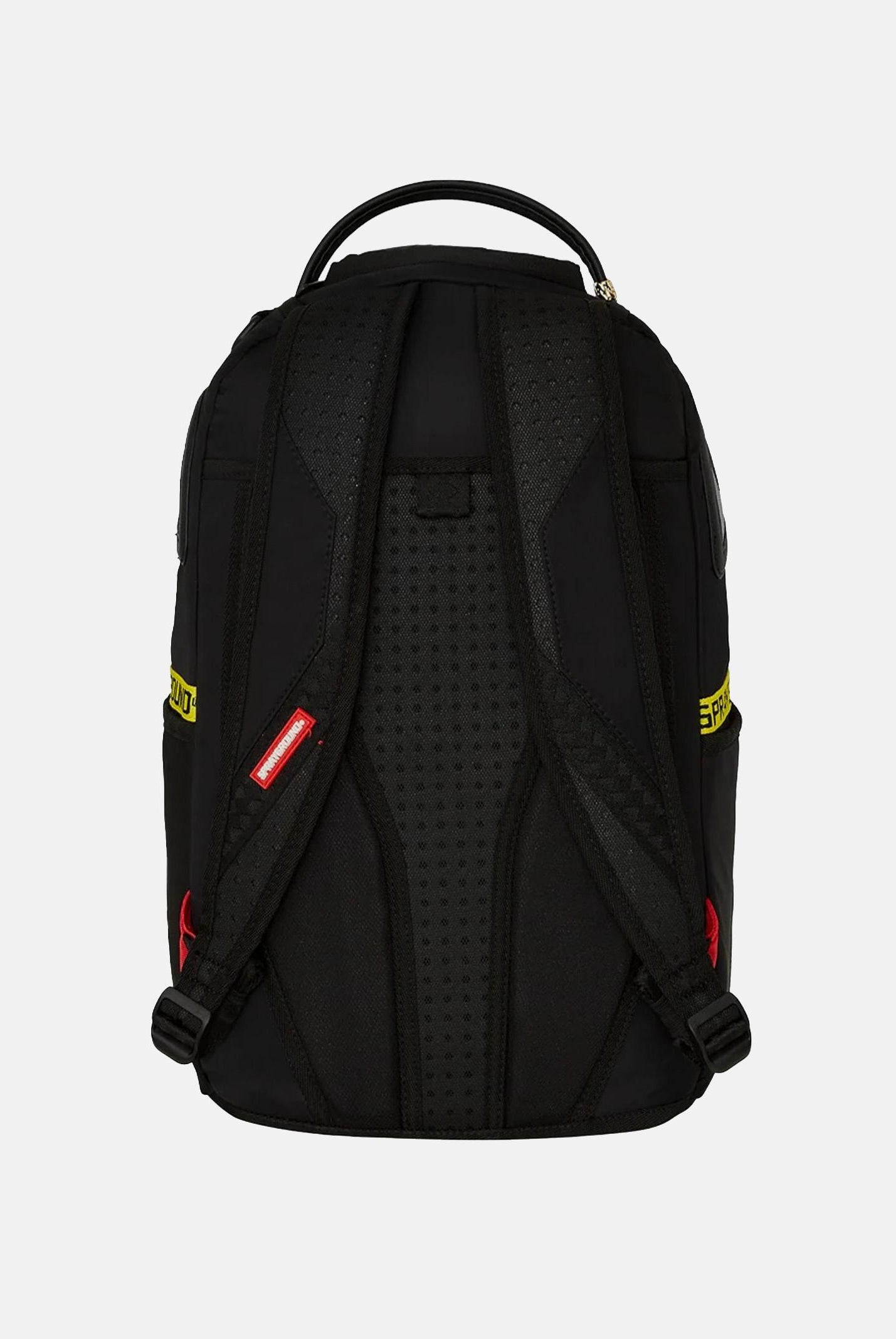 SPRAYGROUND Zaino SHARK CENTRAL YELLOW TAPE DLX SATINATO nero per uomo e donna 910B7736NSZ SPRAYGROUND