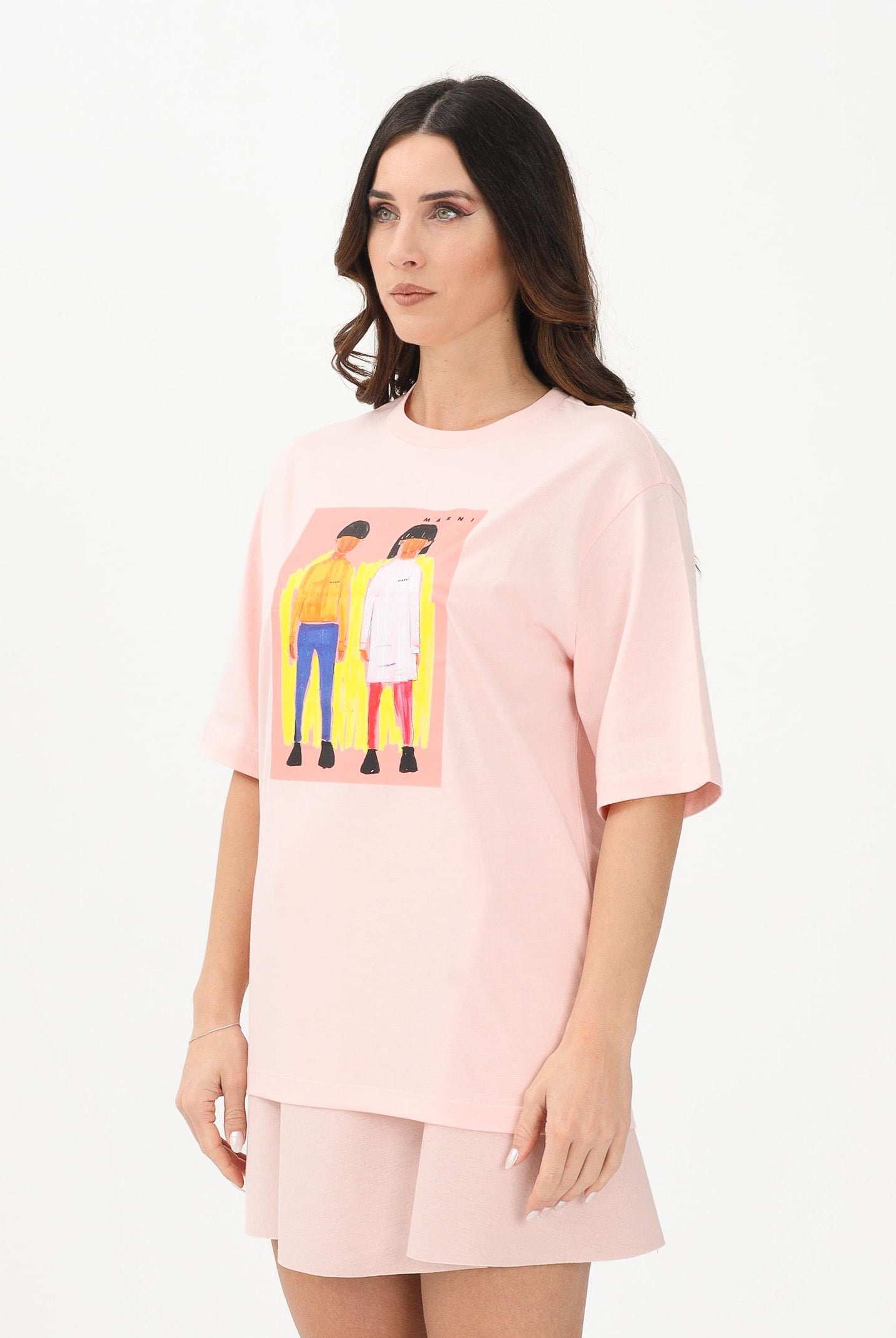 MARNI T-shirt a manica corta rosa per donna, ragazze e bambine con stampa M01671M00HZ 0M351 MARNI