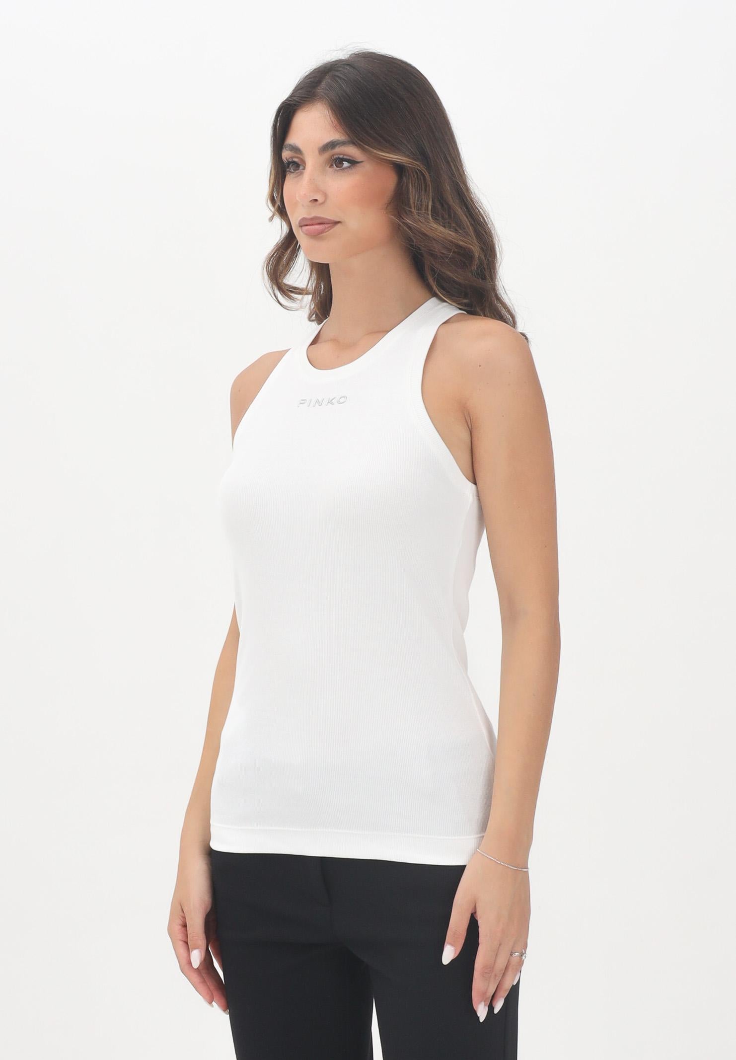 PINKO Canotta bianca da donna personalizzata con mini logo PINKO 100822A2RC Z05 PINKO