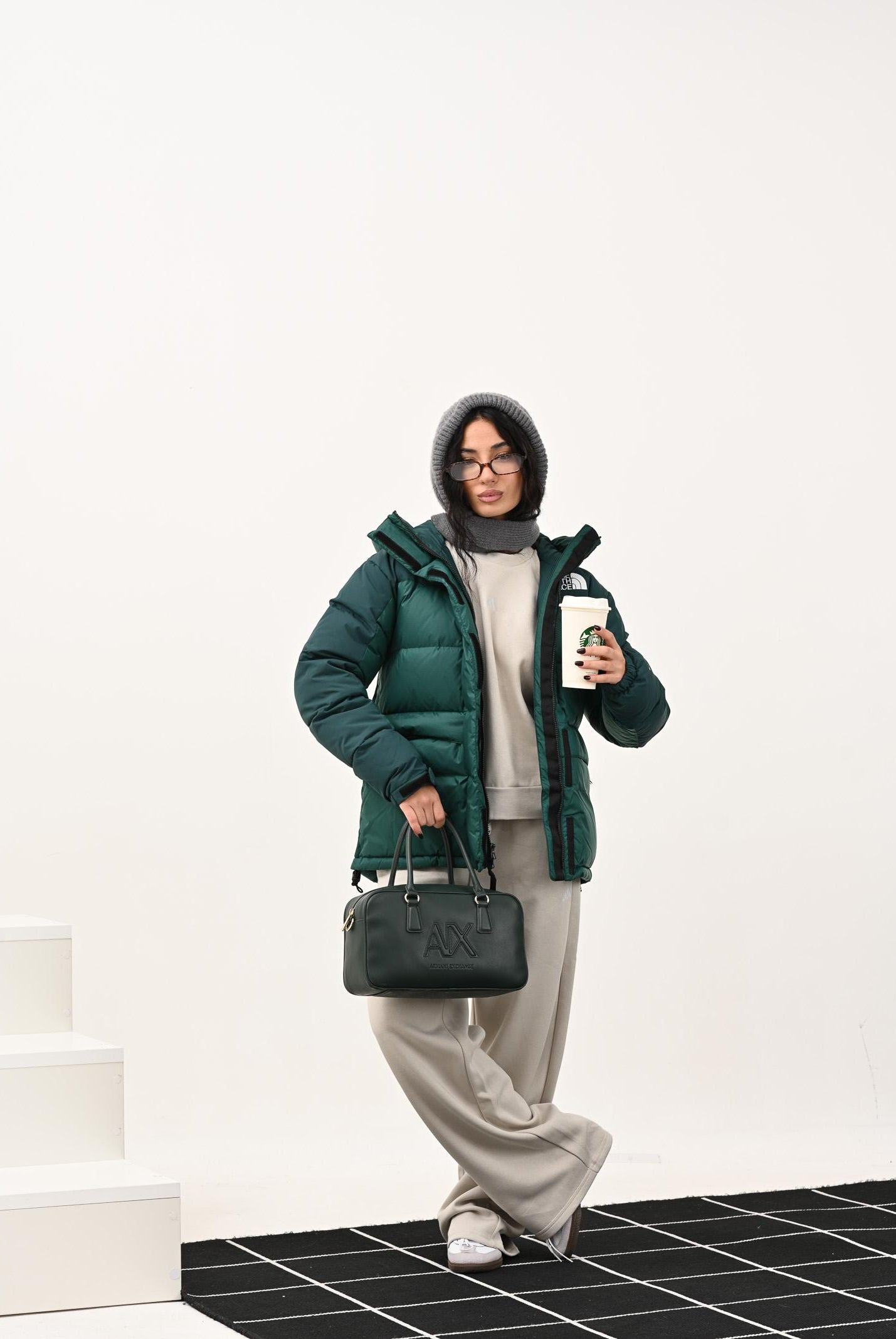 ARMANI EXCHANGE Borsa a spalla verde da donna con ricamo logo XW001566AF15634 U7304 ARMANI EXCHANGE