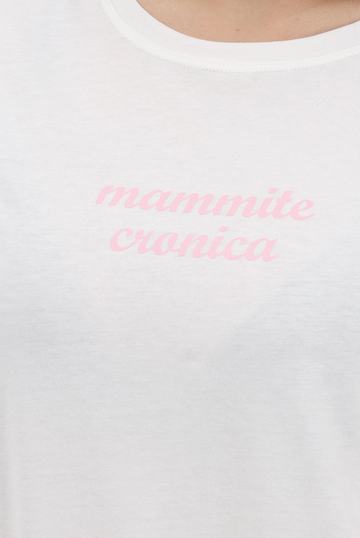 VICOLO T-shirt a manica corta bianca da donna con stampa "Mammite cronica" RAB0717 02 VICOLO